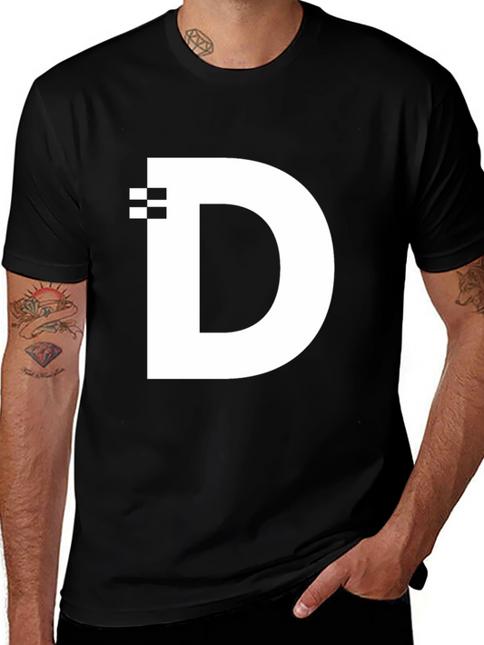 Modern Black T-Shirt with White D Graphic Design