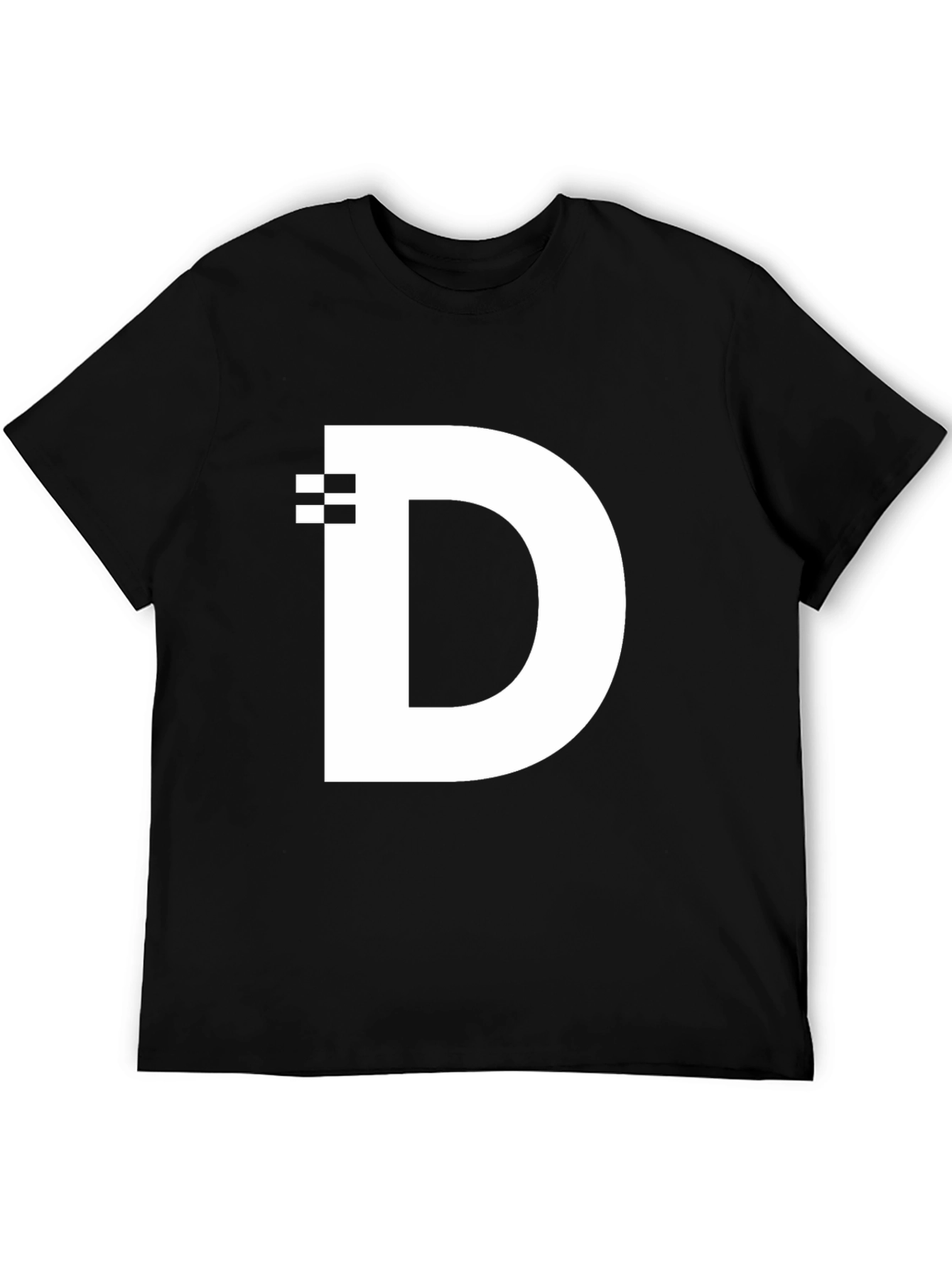 Modern Black T-Shirt with White D Graphic Design