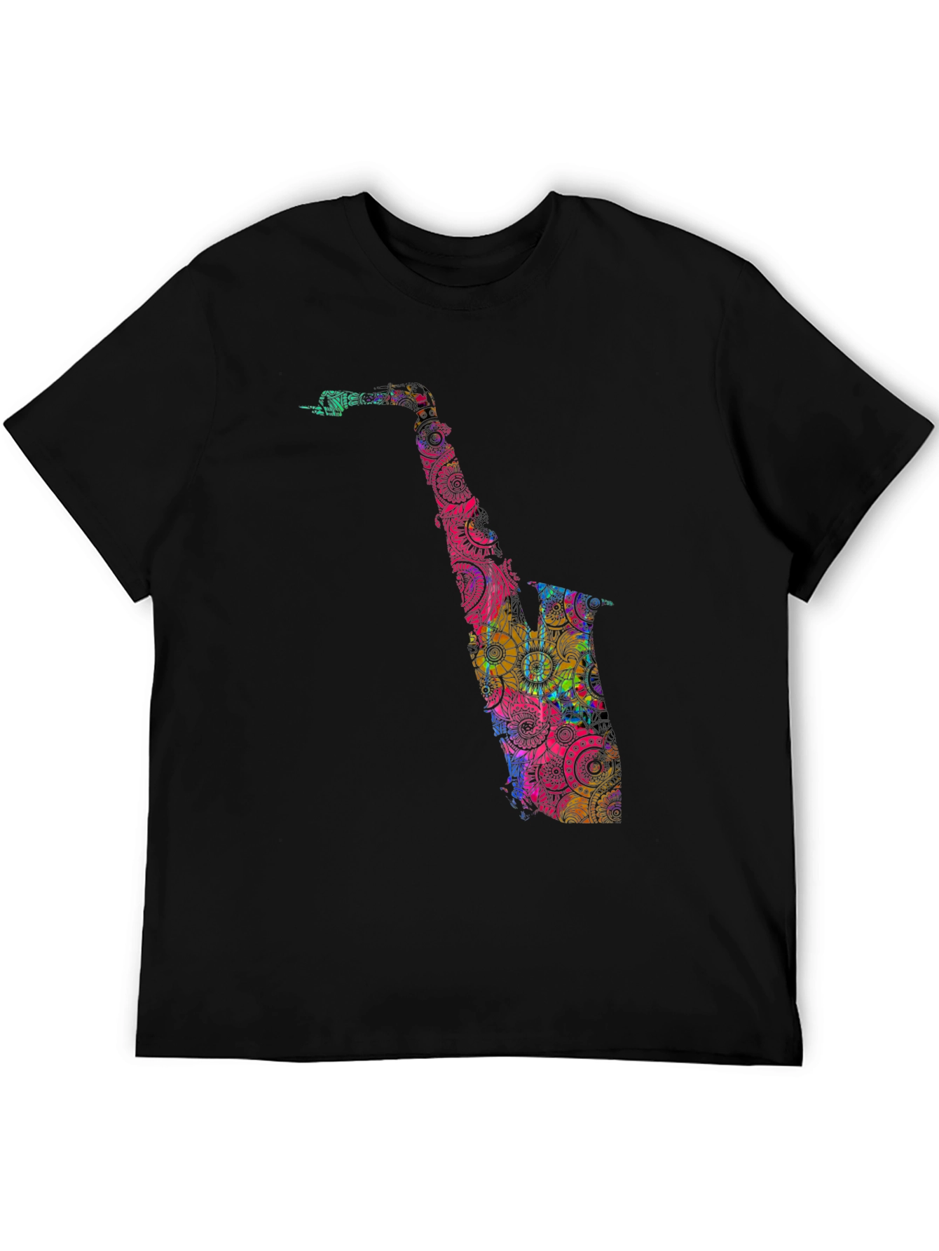 Saxophone Mandala Graphic Tee - Black