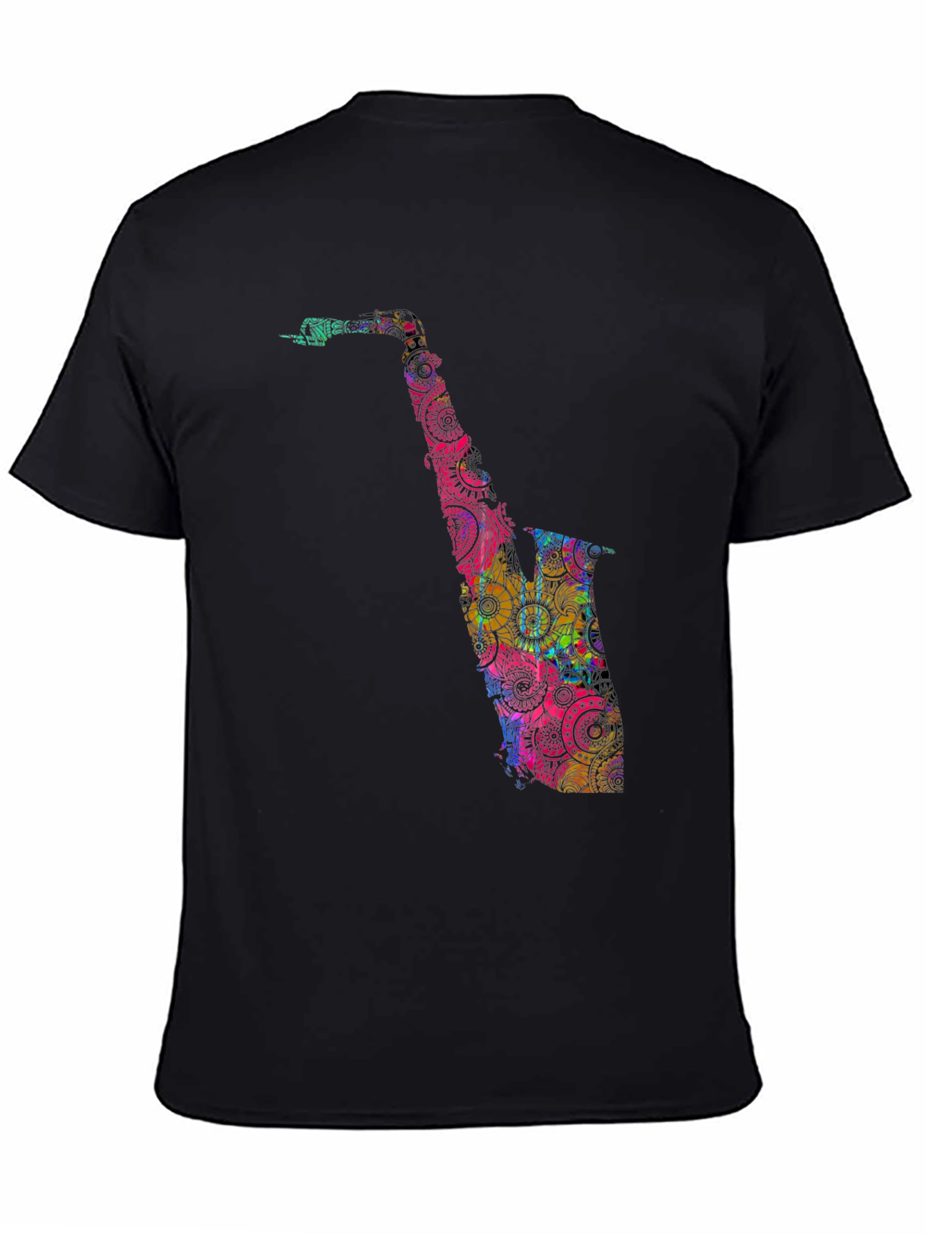 Saxophone Mandala Graphic Tee - Black