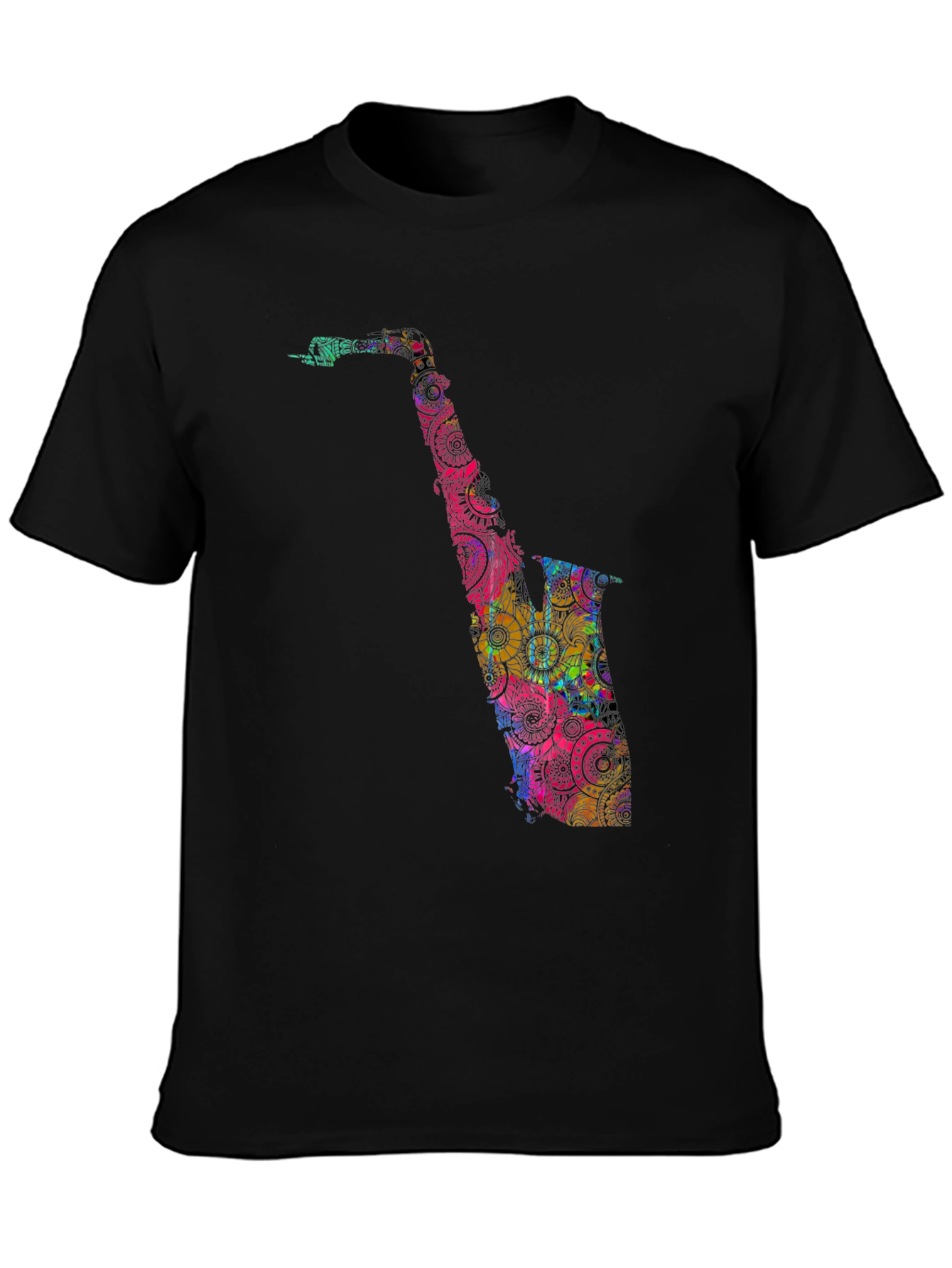 Saxophone Mandala Graphic Tee - Black