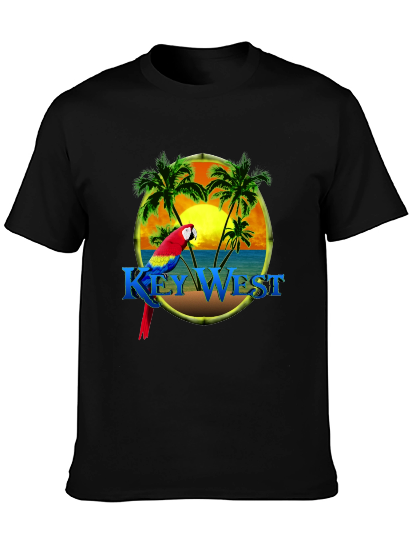 Key West Parrot Graphic Tee - Tropical Island T-Shirt