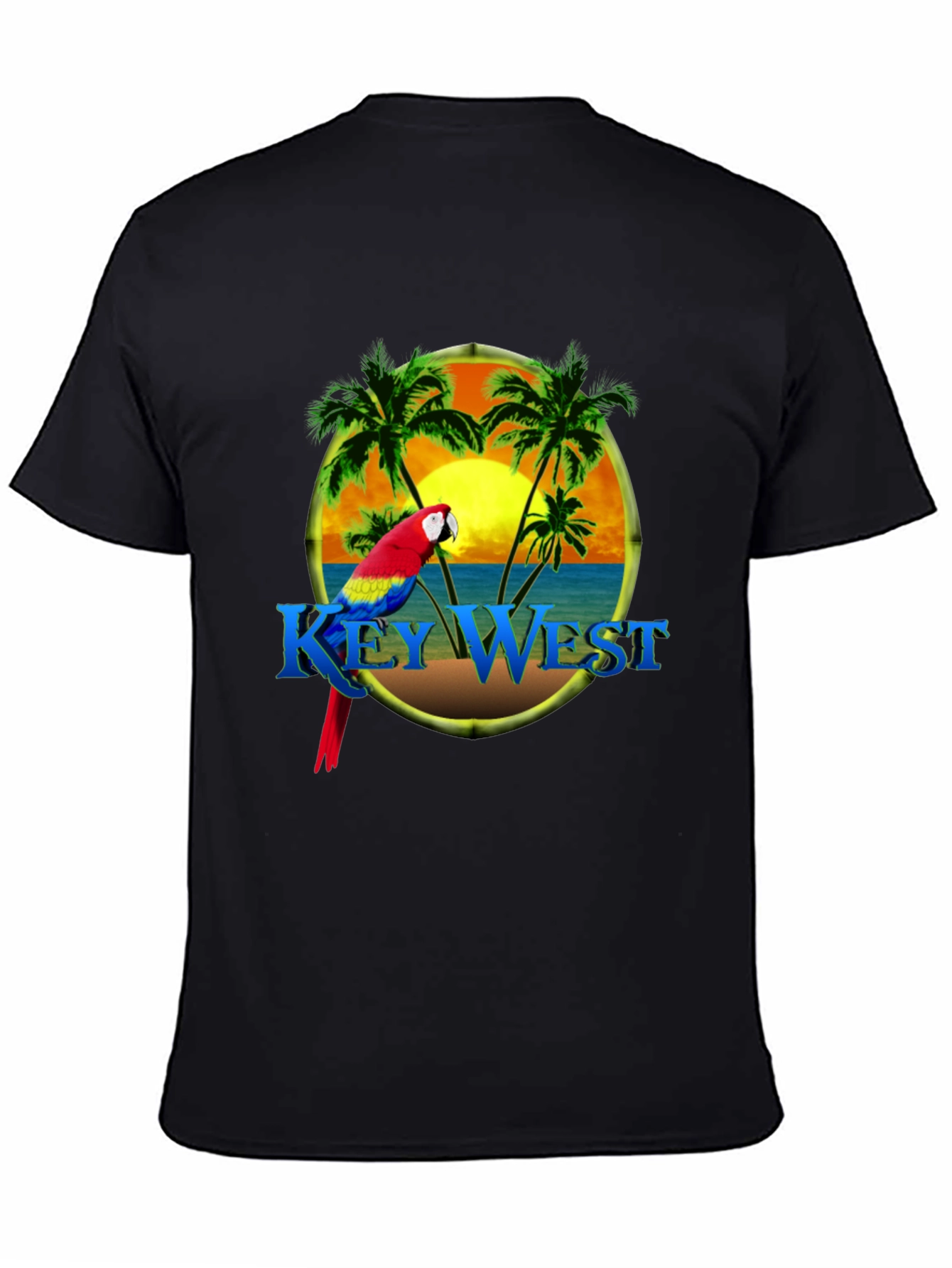 Key West Parrot Graphic Tee - Tropical Island T-Shirt