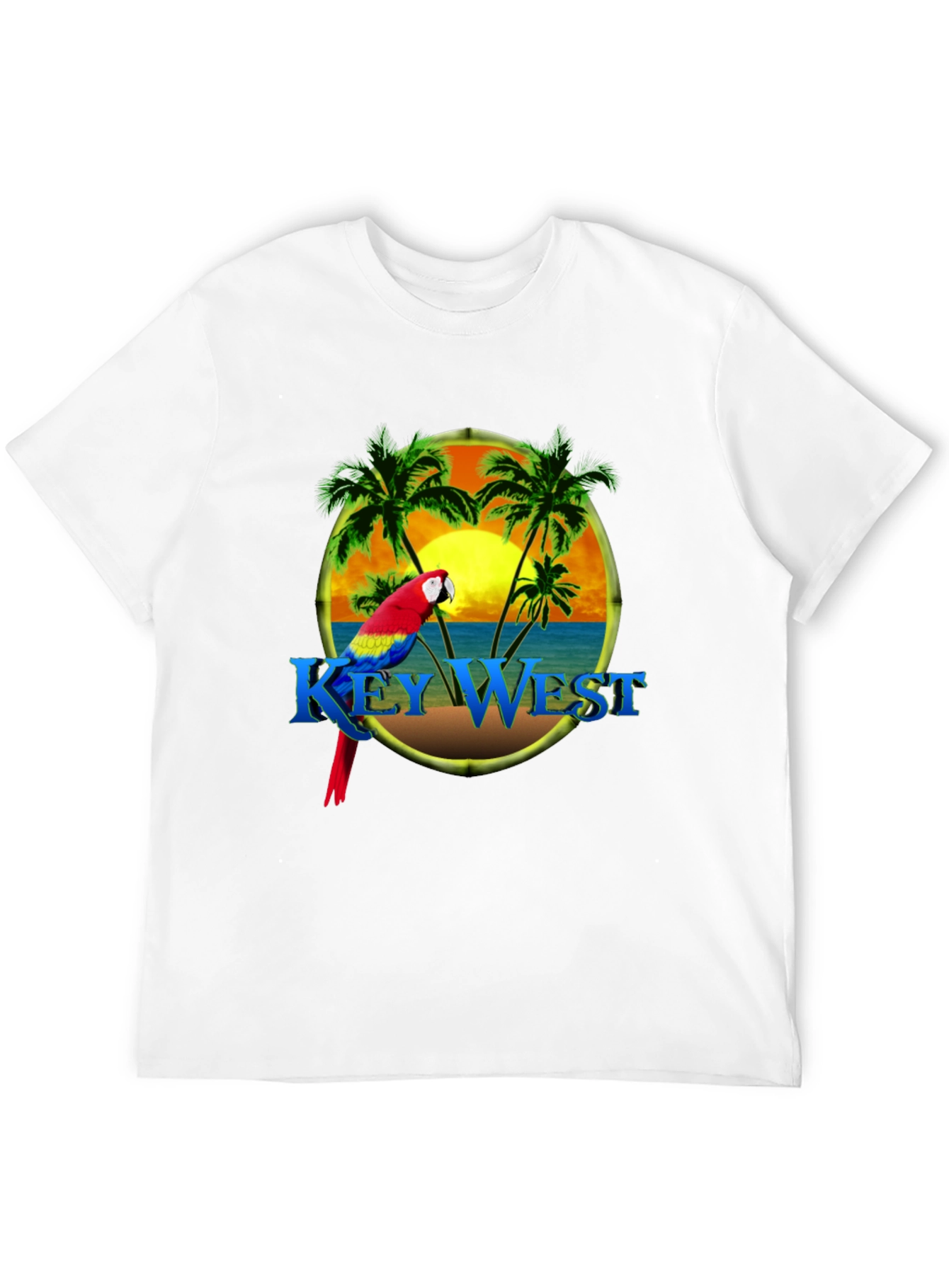 Key West Parrot Graphic Tee - Tropical Island T-Shirt
