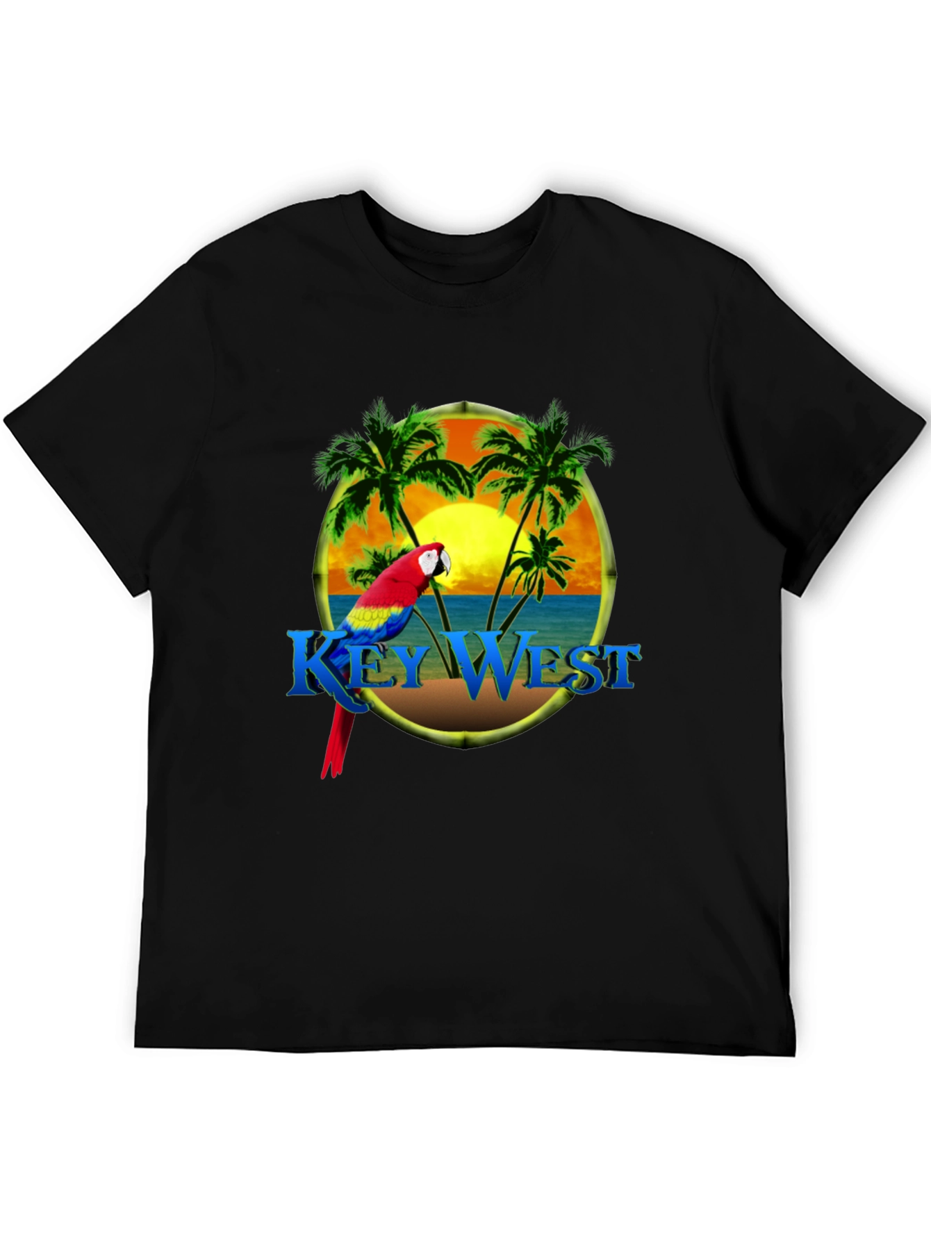Key West Parrot Graphic Tee - Tropical Island T-Shirt