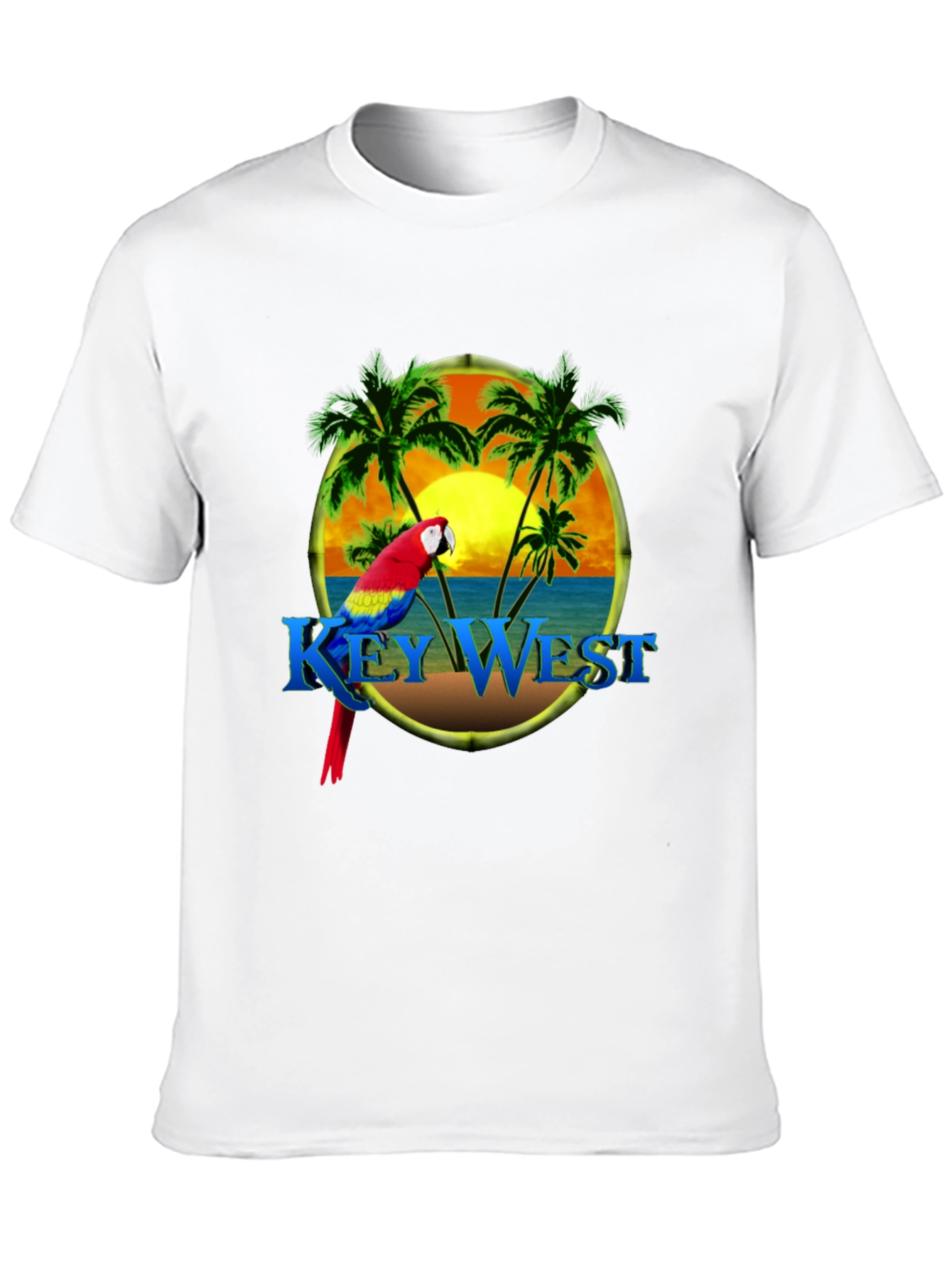 Key West Parrot Graphic Tee - Tropical Island T-Shirt