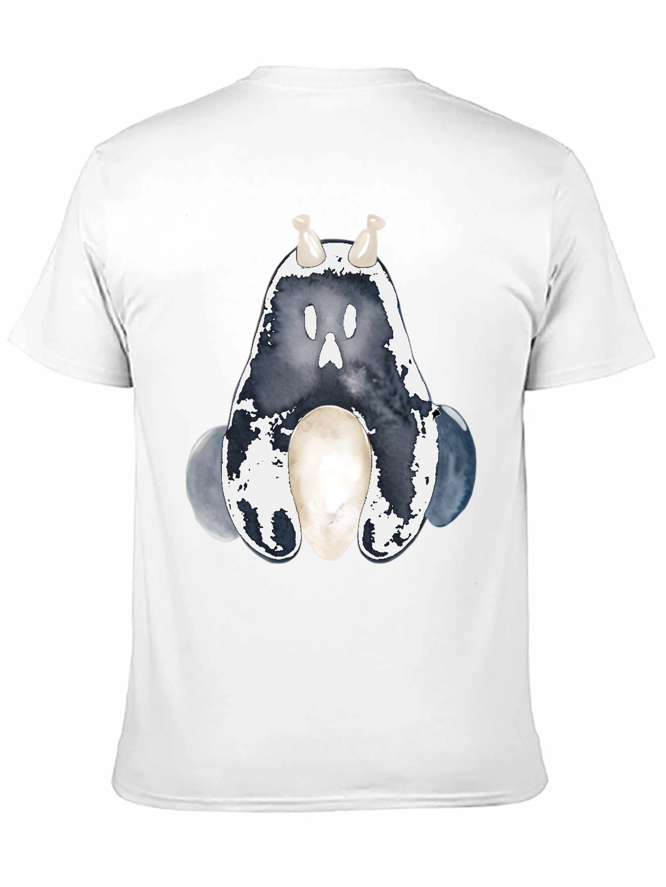Ghostly Cute Creature Graphic Tee - Black