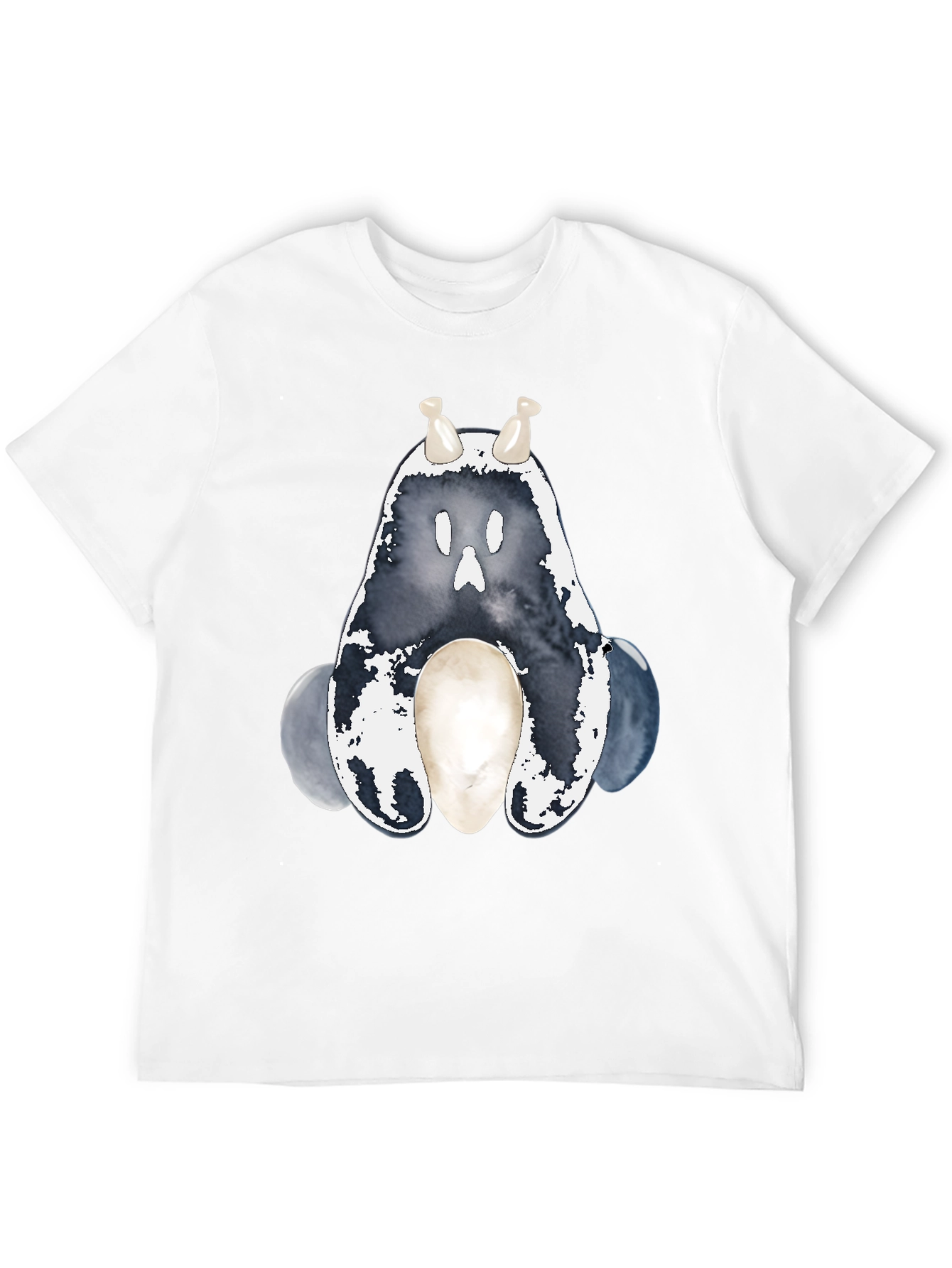 Ghostly Cute Creature Graphic Tee - Black