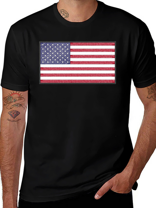 American Flag Graphic Print Crewneck T-Shirt