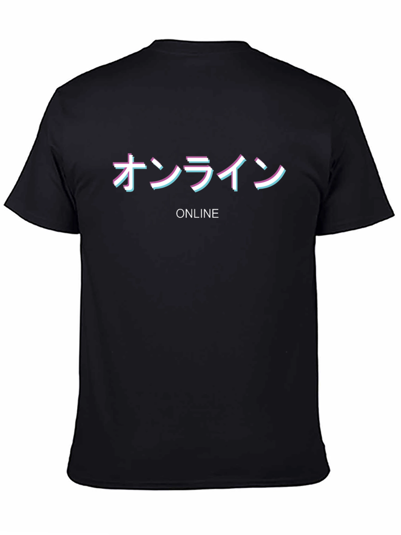 Online Japanese Text Black T-Shirt