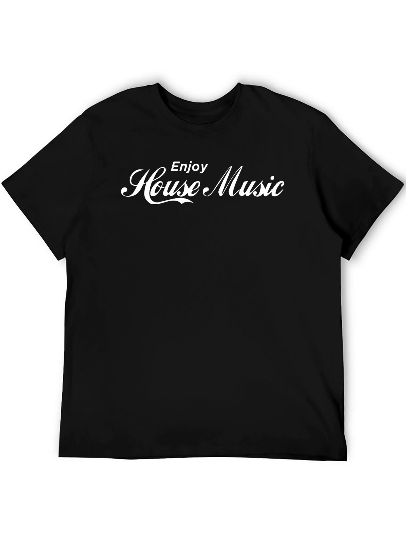 Enjoy House Music Graphic Tee - Black Cotton T-Shirt