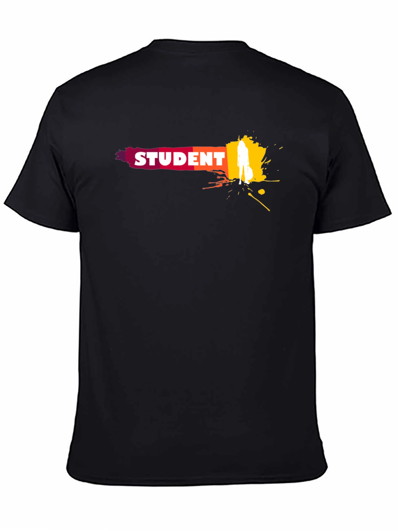 Student Graphic T-Shirt - Black Crew Neck Tee