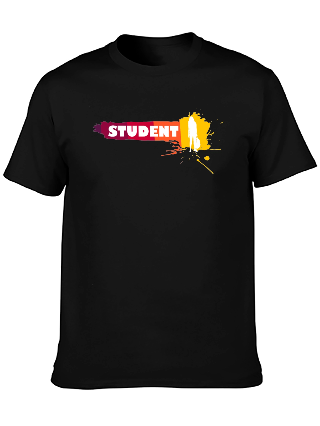 Student Graphic T-Shirt - Black Crew Neck Tee