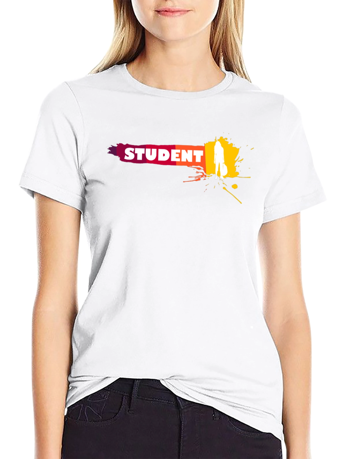 Student Graphic T-Shirt - Black Crew Neck Tee