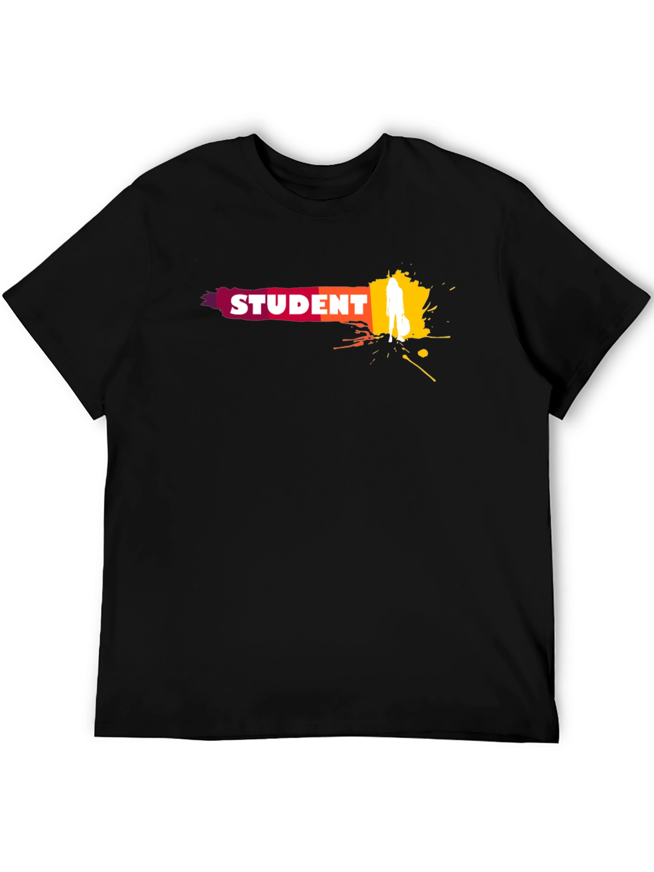 Student Graphic T-Shirt - Black Crew Neck Tee