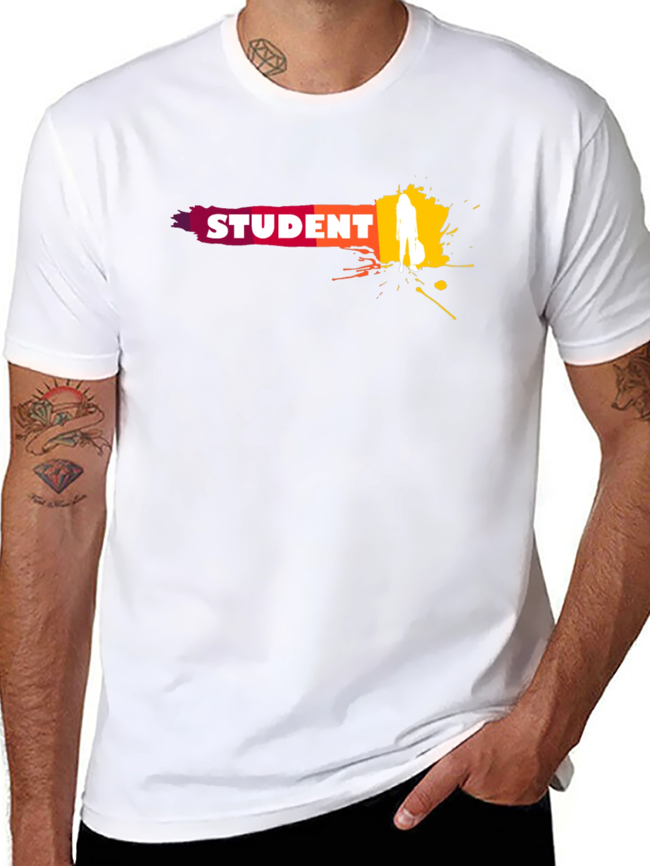 Student Graphic T-Shirt - Black Crew Neck Tee