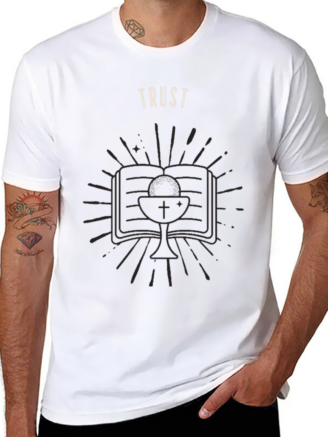 Trust Graphic Tee - Black Cotton Blend T-Shirt