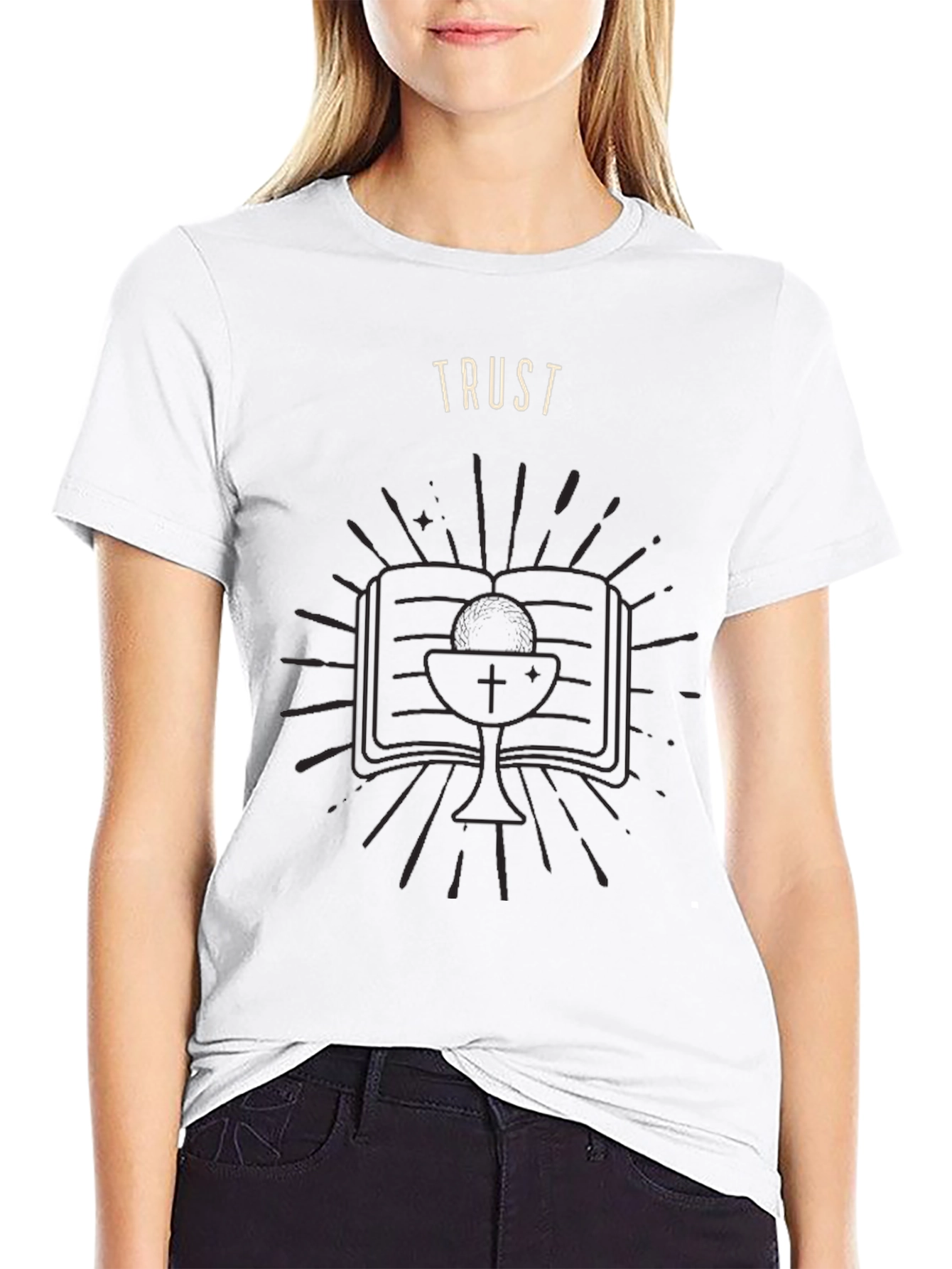 Trust Graphic Tee - Black Cotton Blend T-Shirt