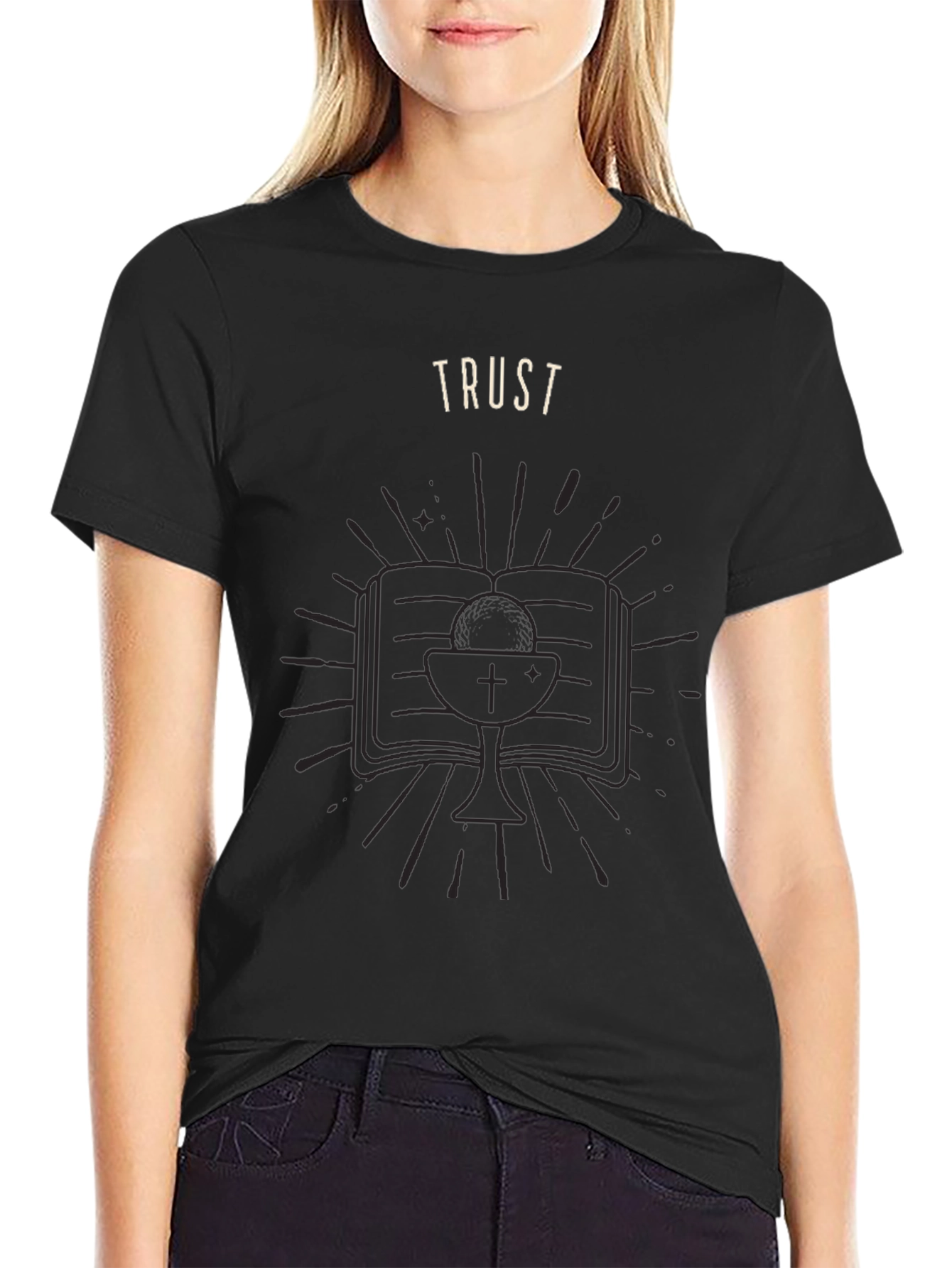 Trust Graphic Tee - Black Cotton Blend T-Shirt