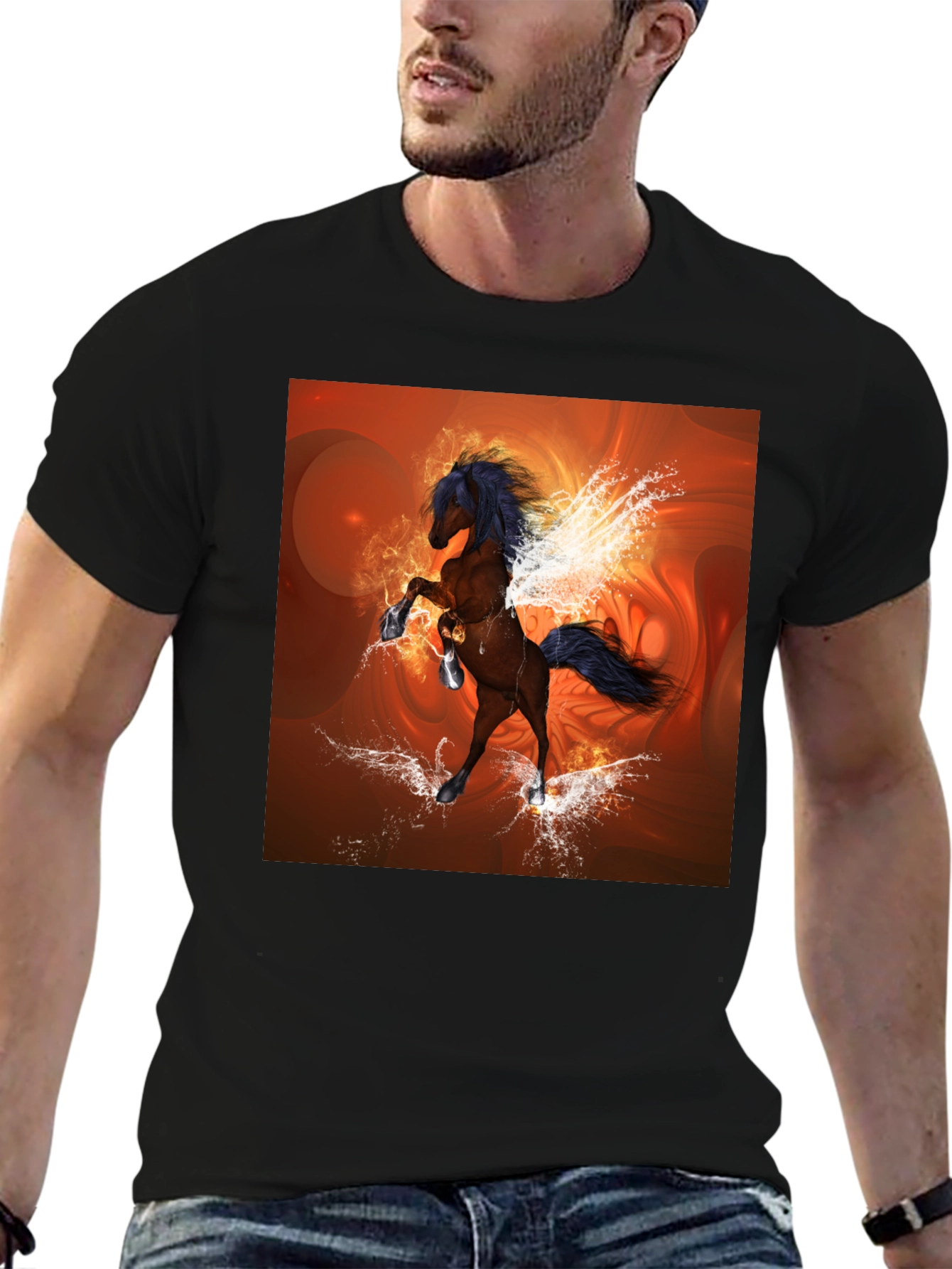 Fantasy Horse Graphic Black T-Shirt