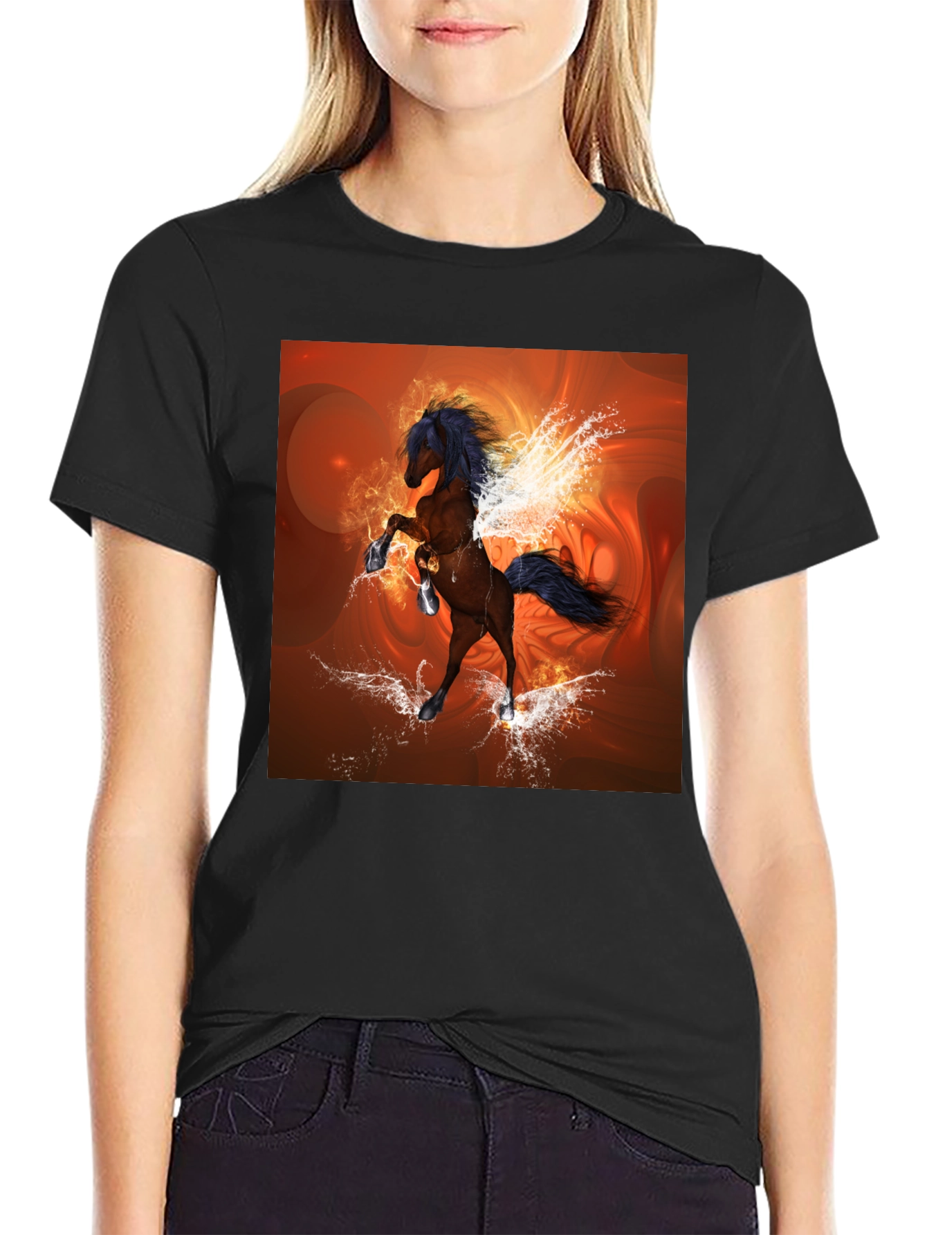 Fantasy Horse Graphic Black T-Shirt