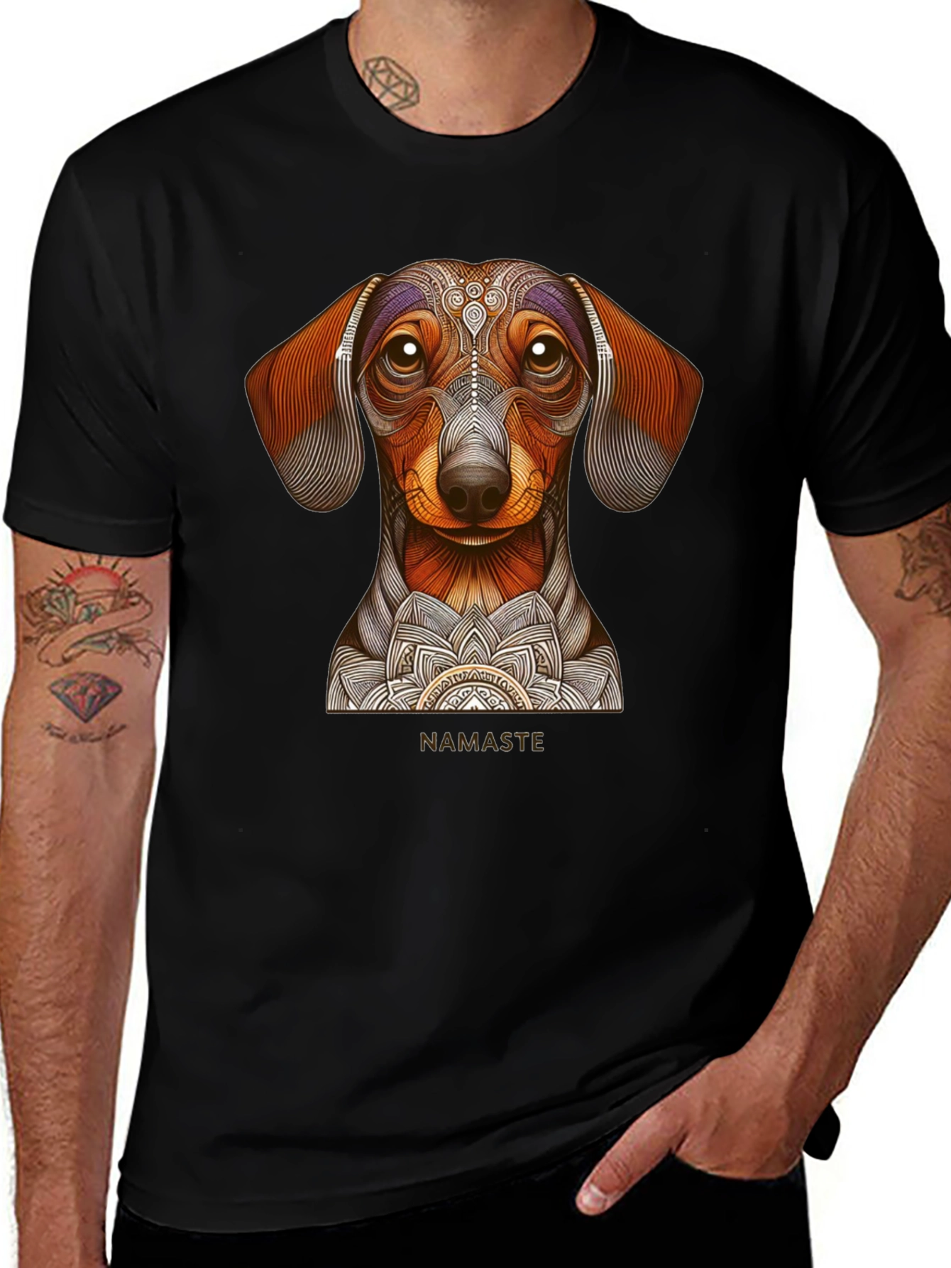 Dachshund Namaste Graphic Tee - Black