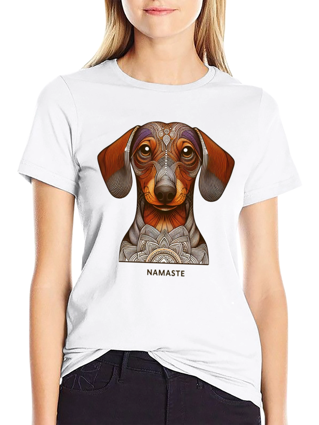 Dachshund Namaste Graphic Tee - Black