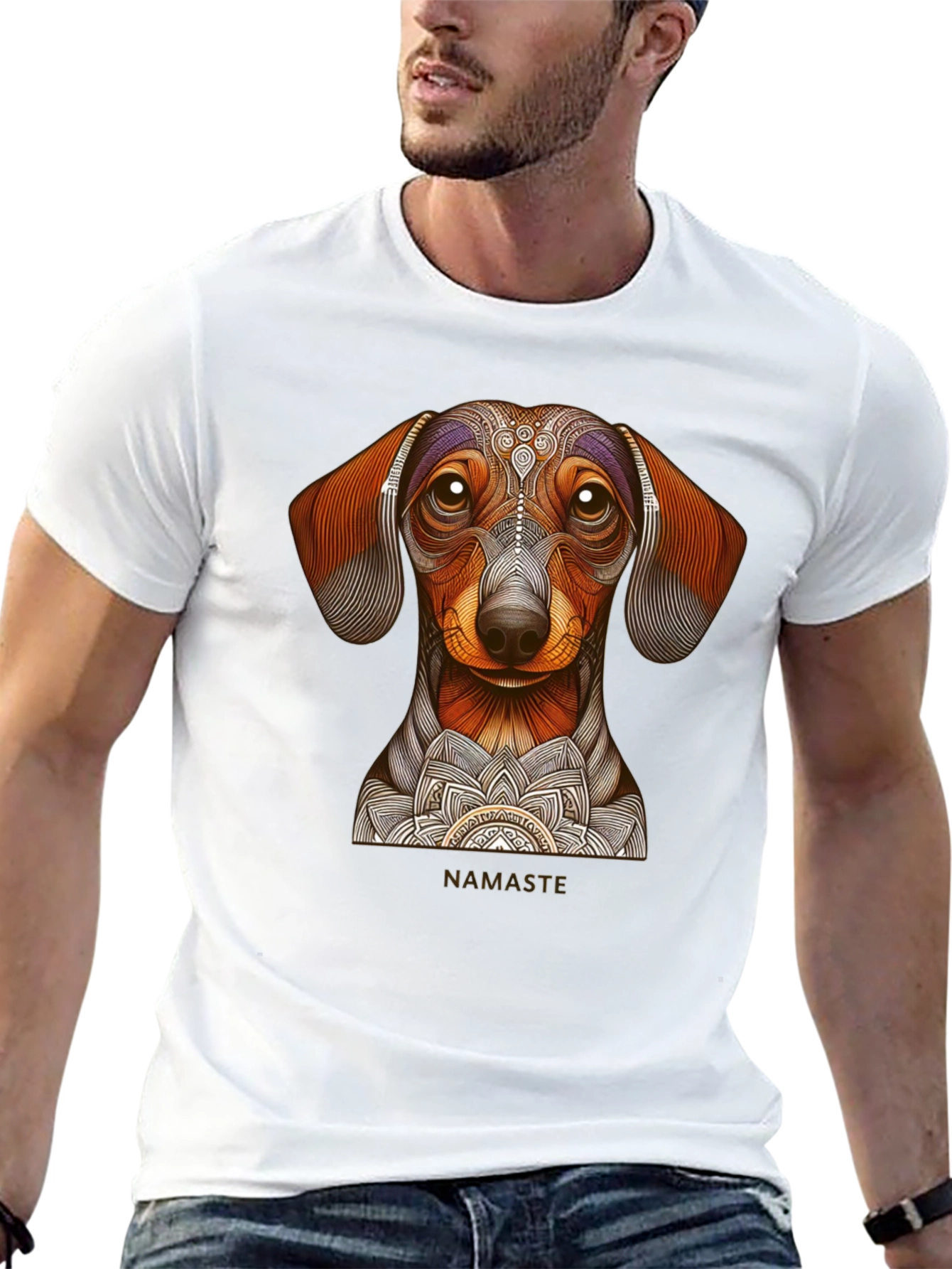 Dachshund Namaste Graphic Tee - Black