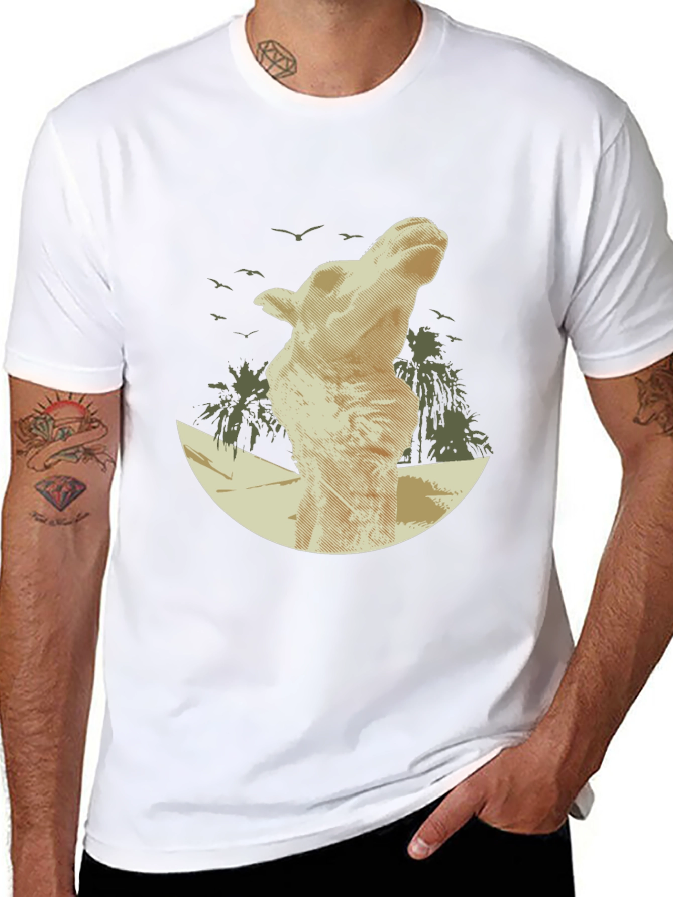 Desert Mirage Tee: Camel Silhouette