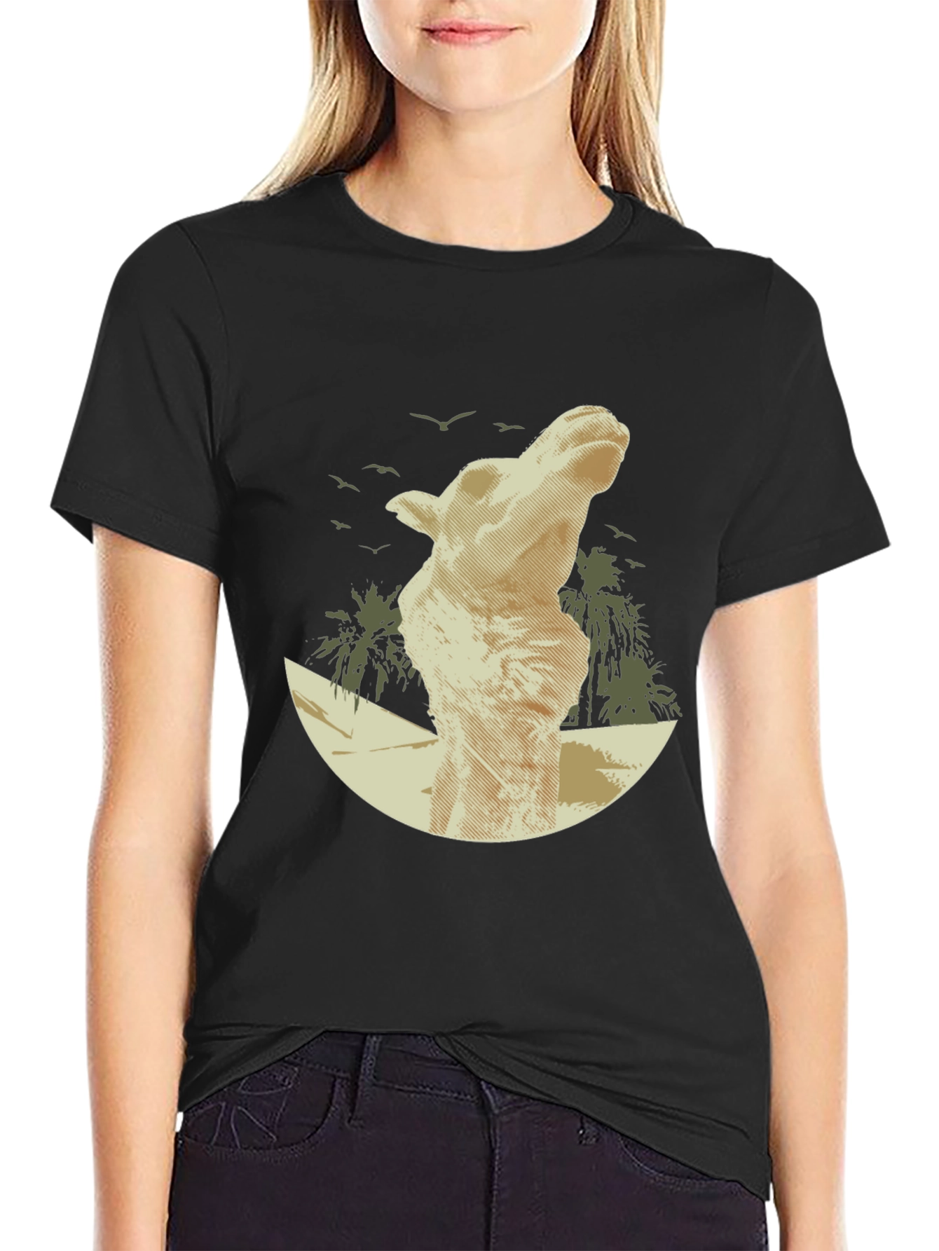 Desert Mirage Tee: Camel Silhouette