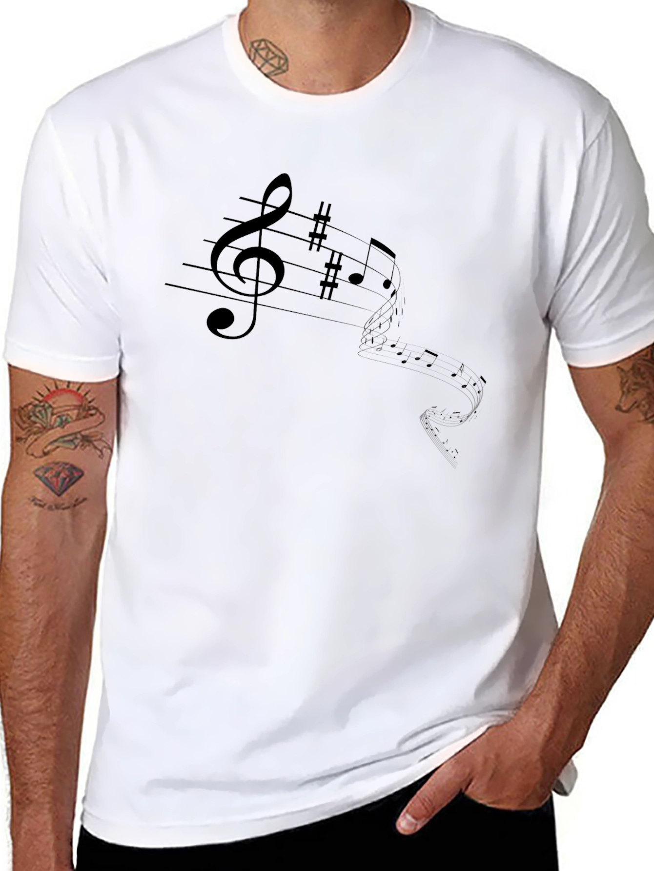 Musical Note T-Shirt - Black Stylish & Comfortable