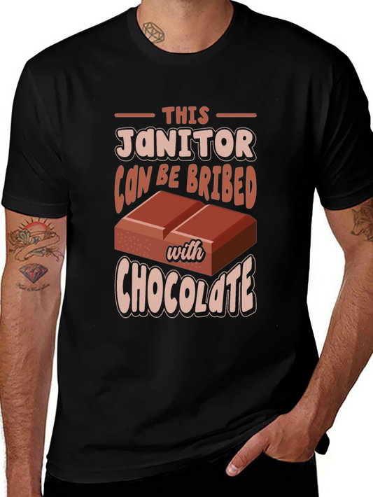 Funny Janitor T-Shirt - Can Be Bribed With Chocolate