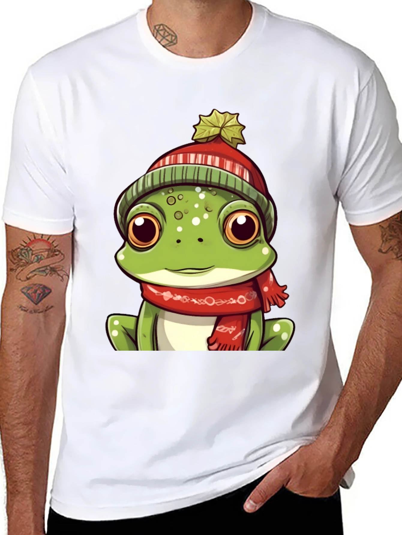 Frog with Winter Hat Graphic Tee - Unisex
