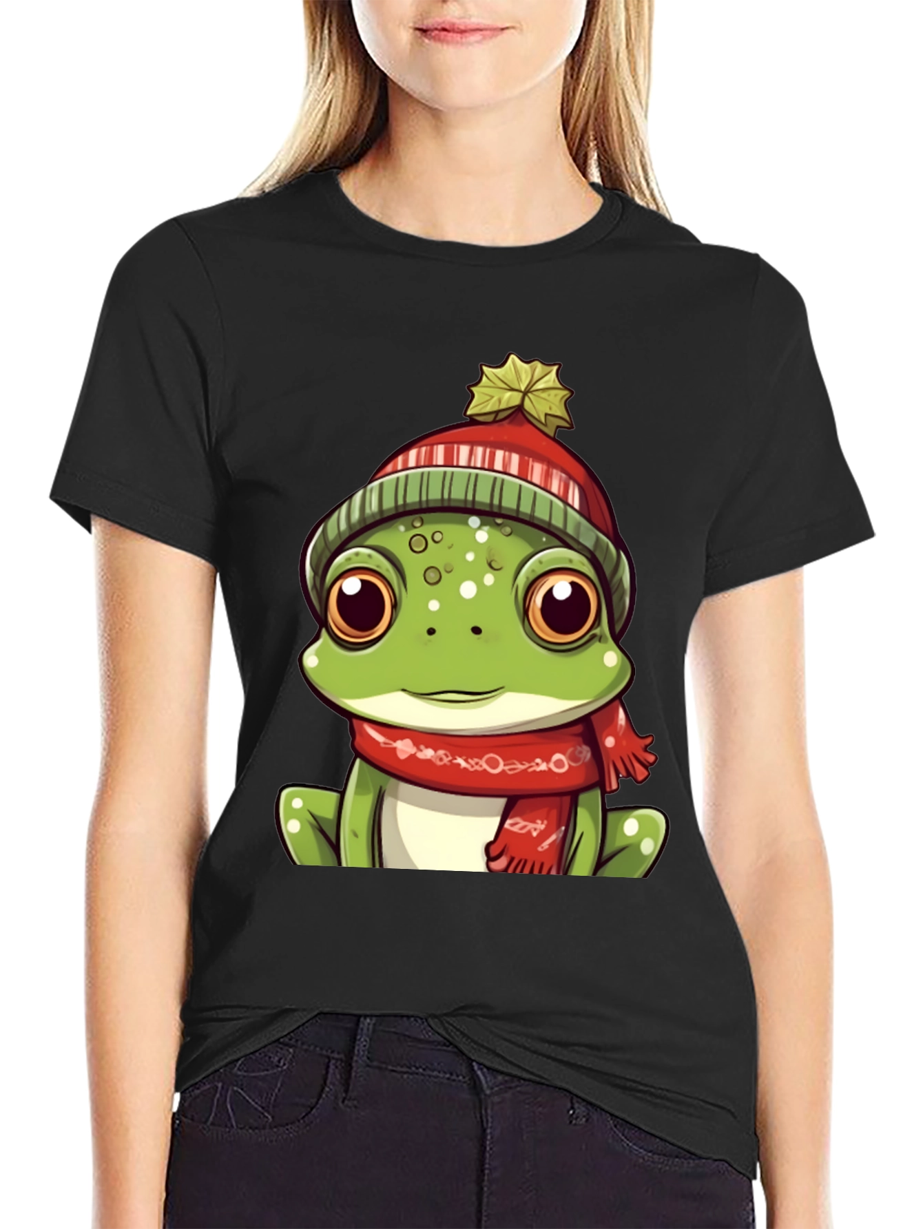 Frog with Winter Hat Graphic Tee - Unisex