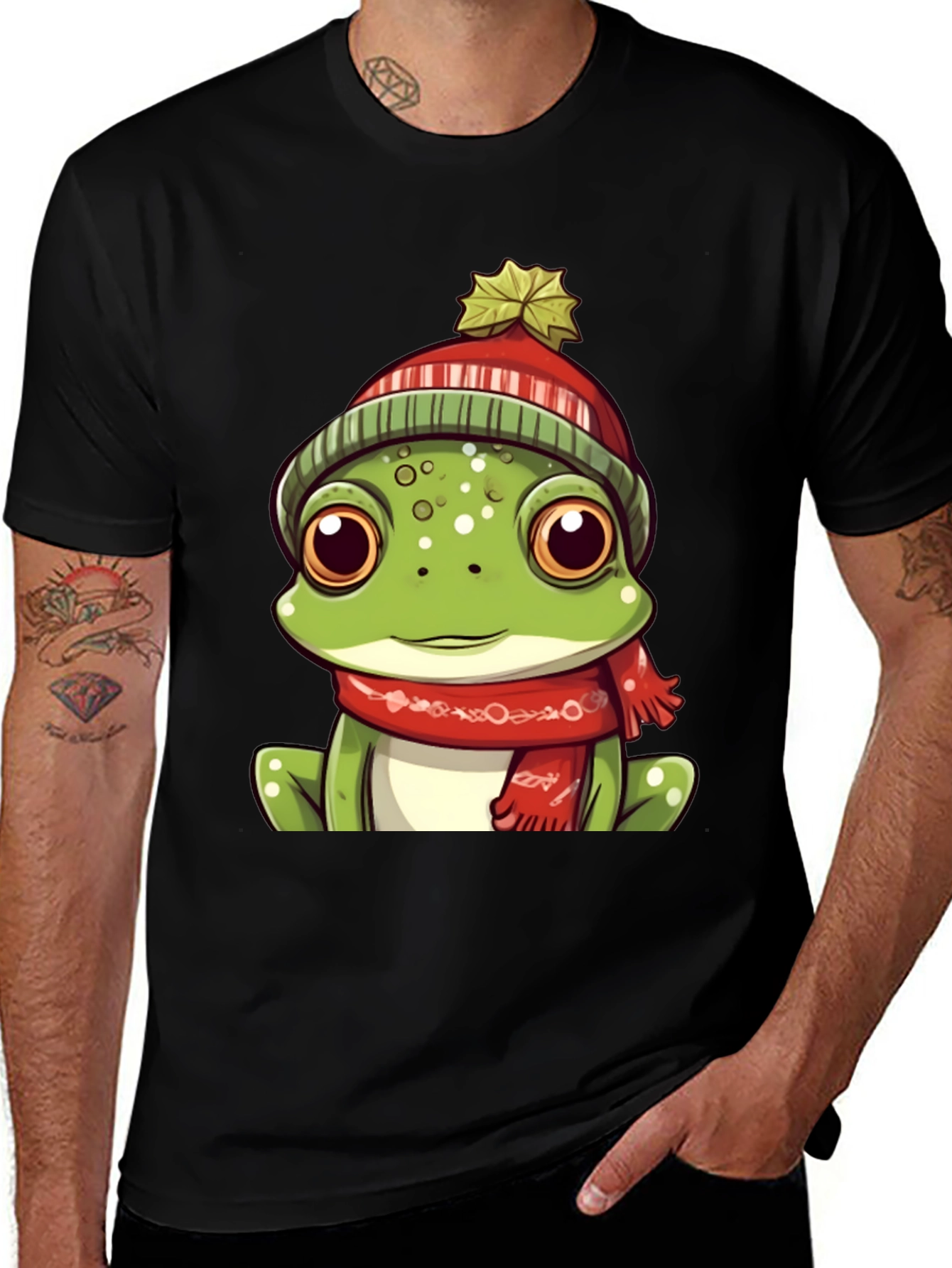 Frog with Winter Hat Graphic Tee - Unisex