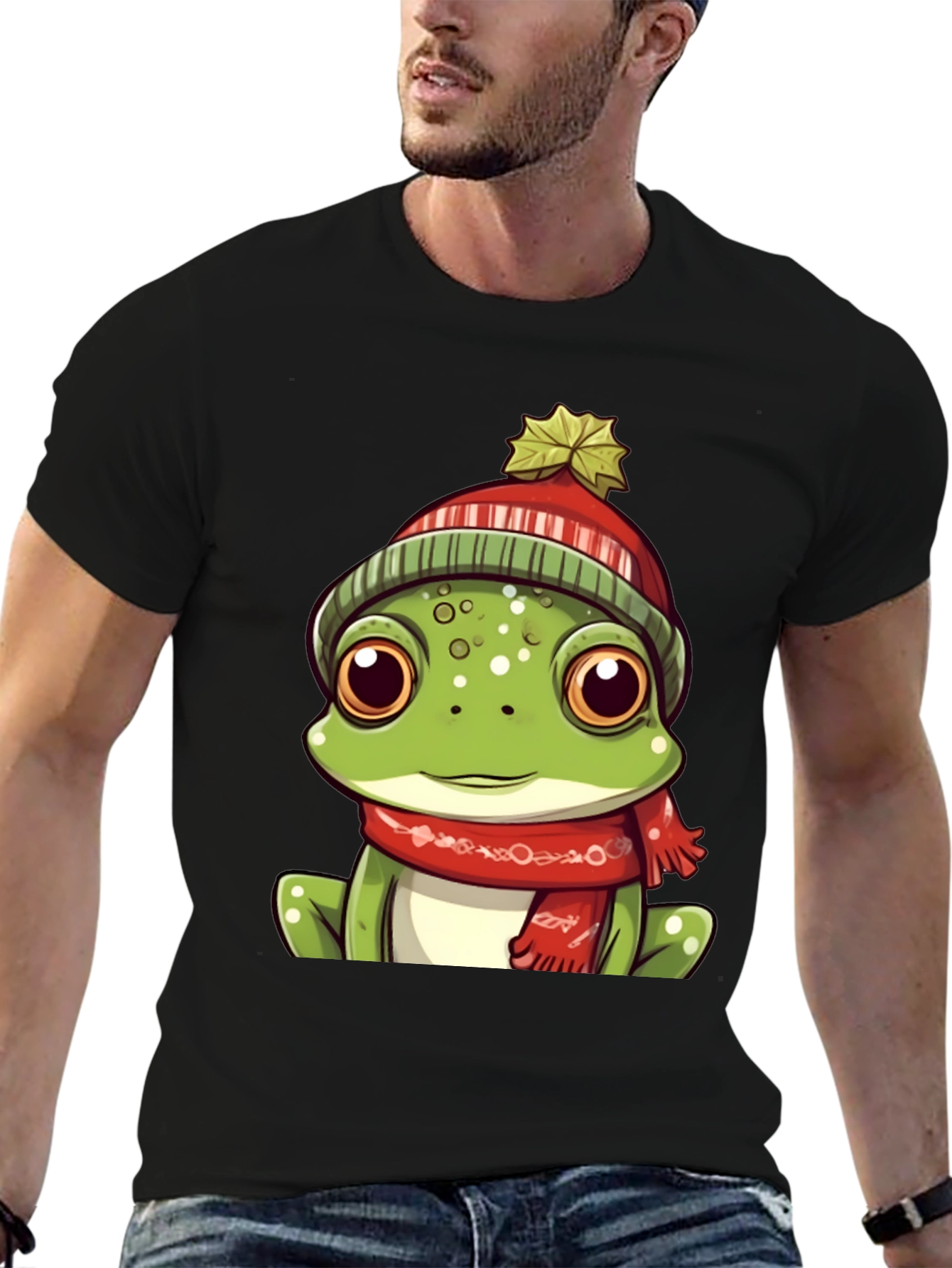 Frog with Winter Hat Graphic Tee - Unisex