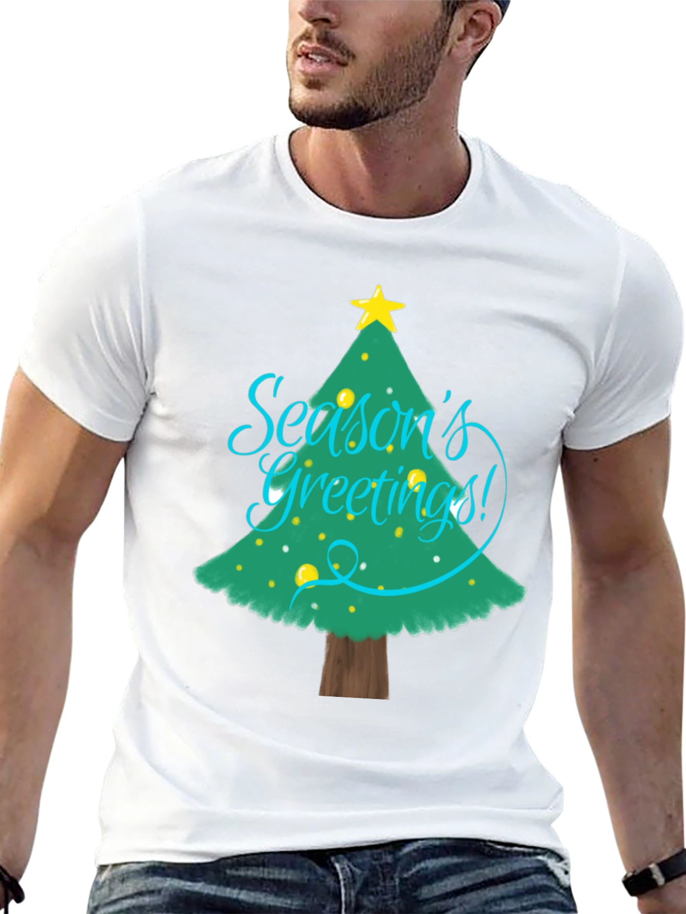 Christmas Seasons Greetings Tree Graphic T-Shirt