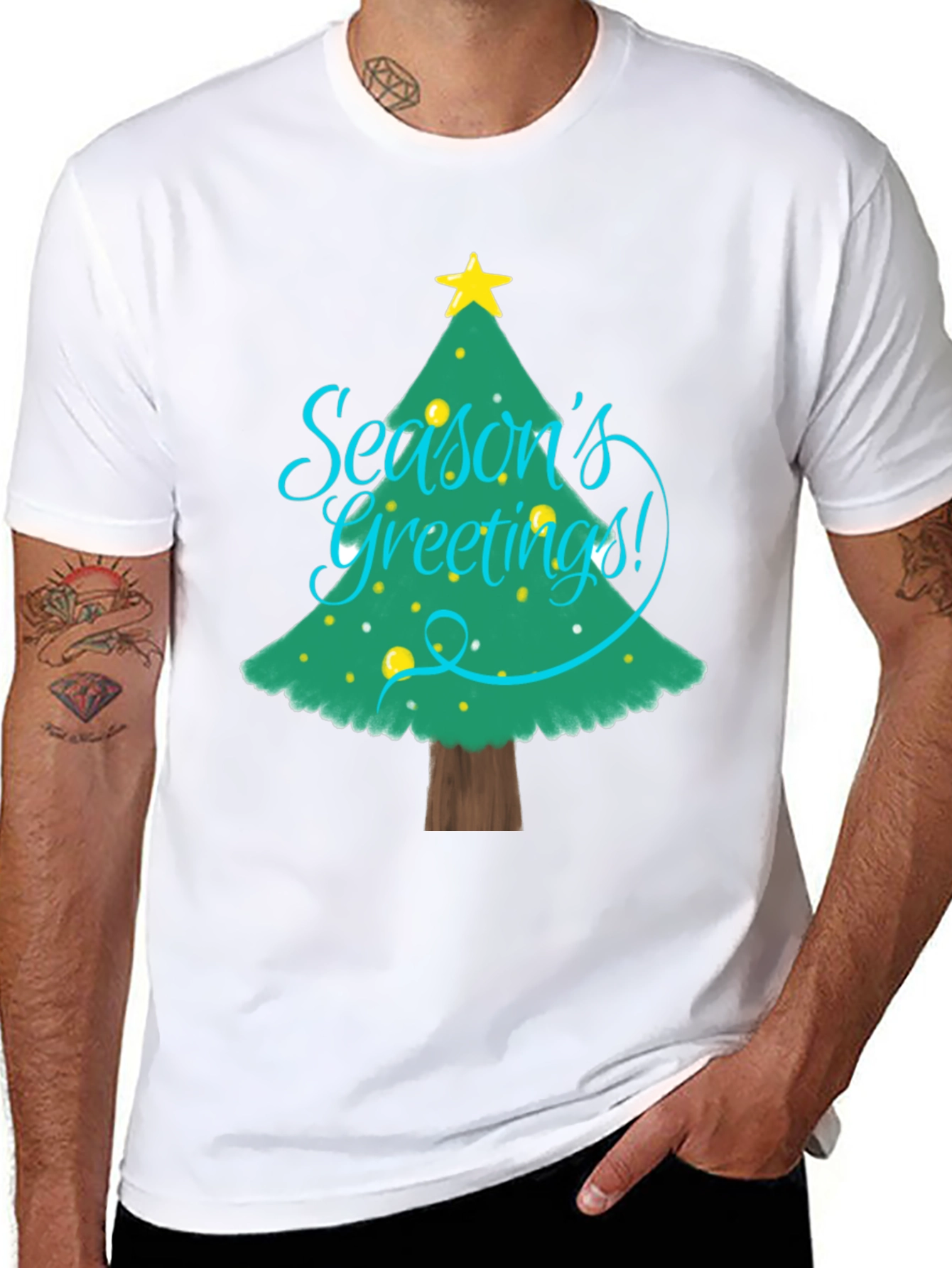 Christmas Seasons Greetings Tree Graphic T-Shirt
