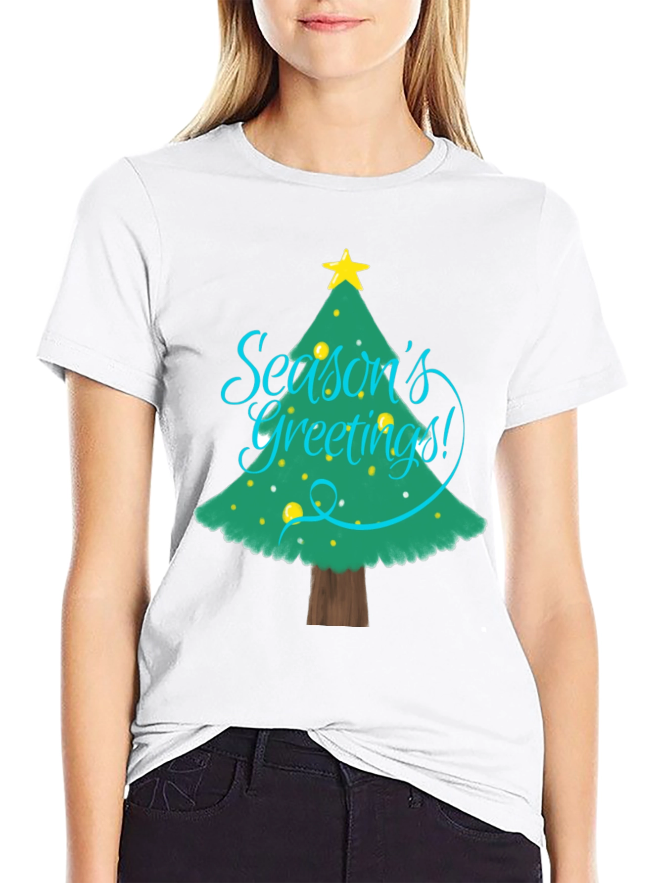 Christmas Seasons Greetings Tree Graphic T-Shirt