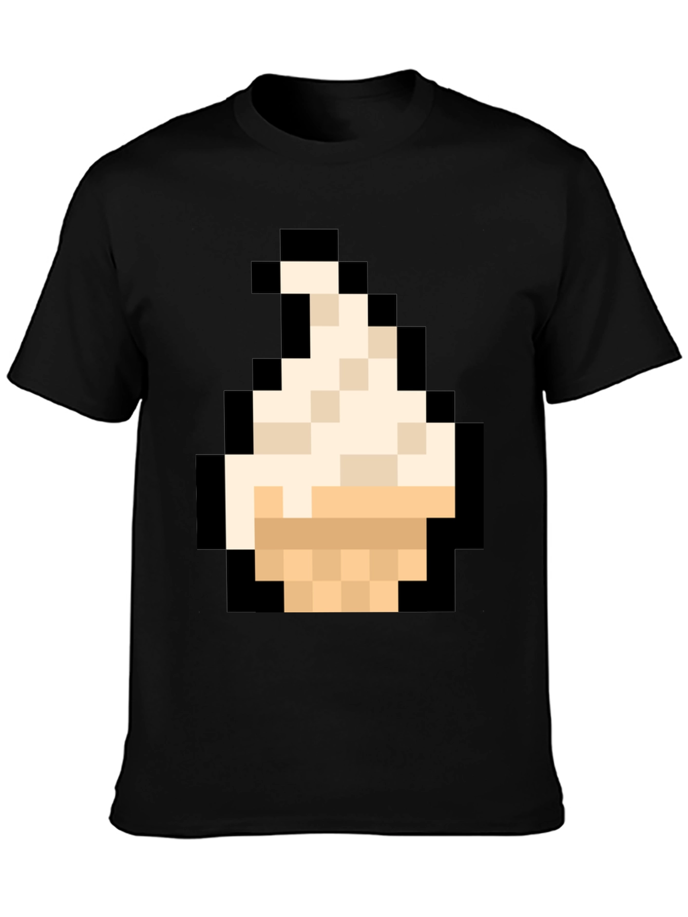 Pixel Art Ice Cream T-Shirt - Black Cotton Tee
