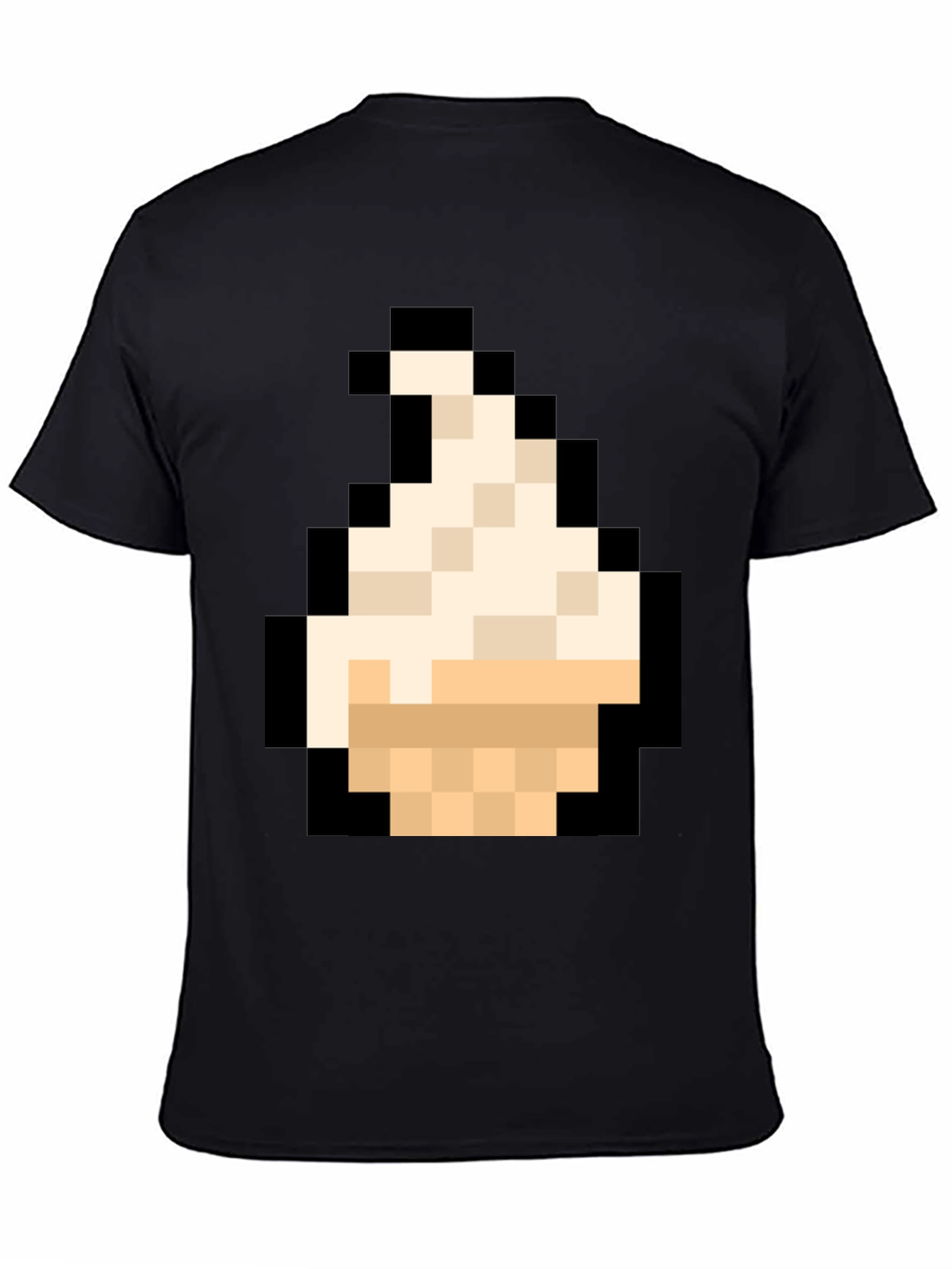 Pixel Art Ice Cream T-Shirt - Black Cotton Tee