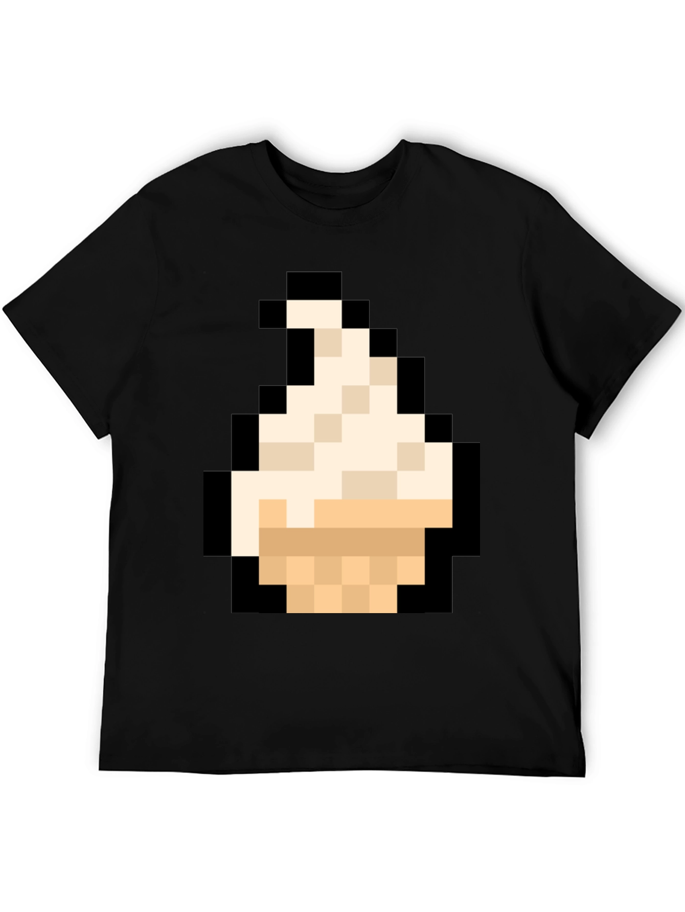 Pixel Art Ice Cream T-Shirt - Black Cotton Tee
