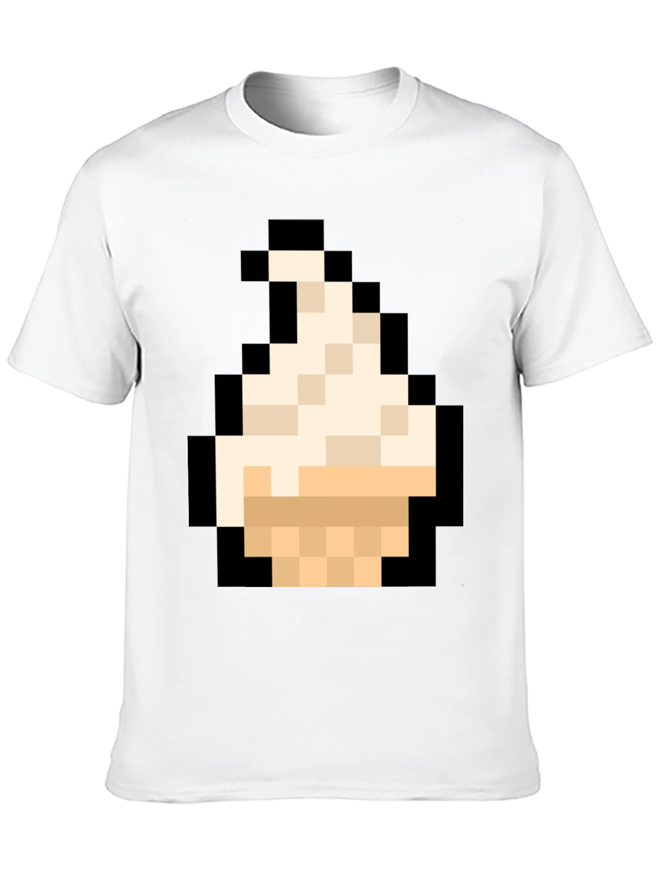 Pixel Art Ice Cream T-Shirt - Black Cotton Tee
