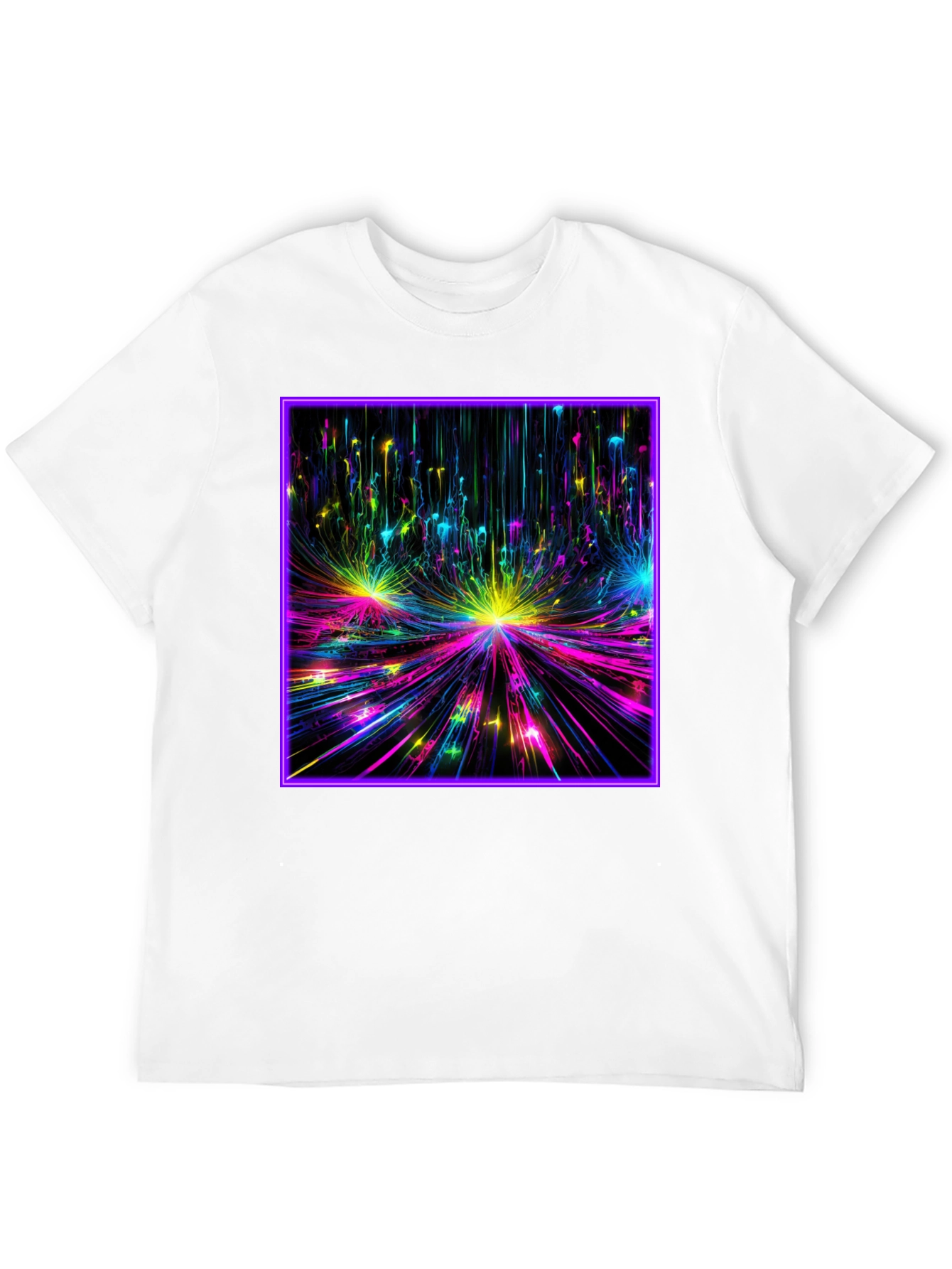 Abstract Neon Burst Graphic Tee - Black