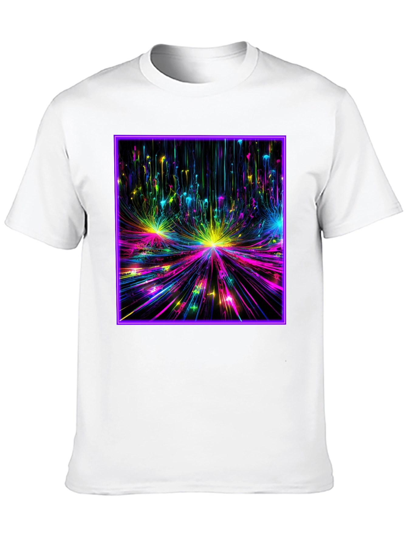 Abstract Neon Burst Graphic Tee - Black