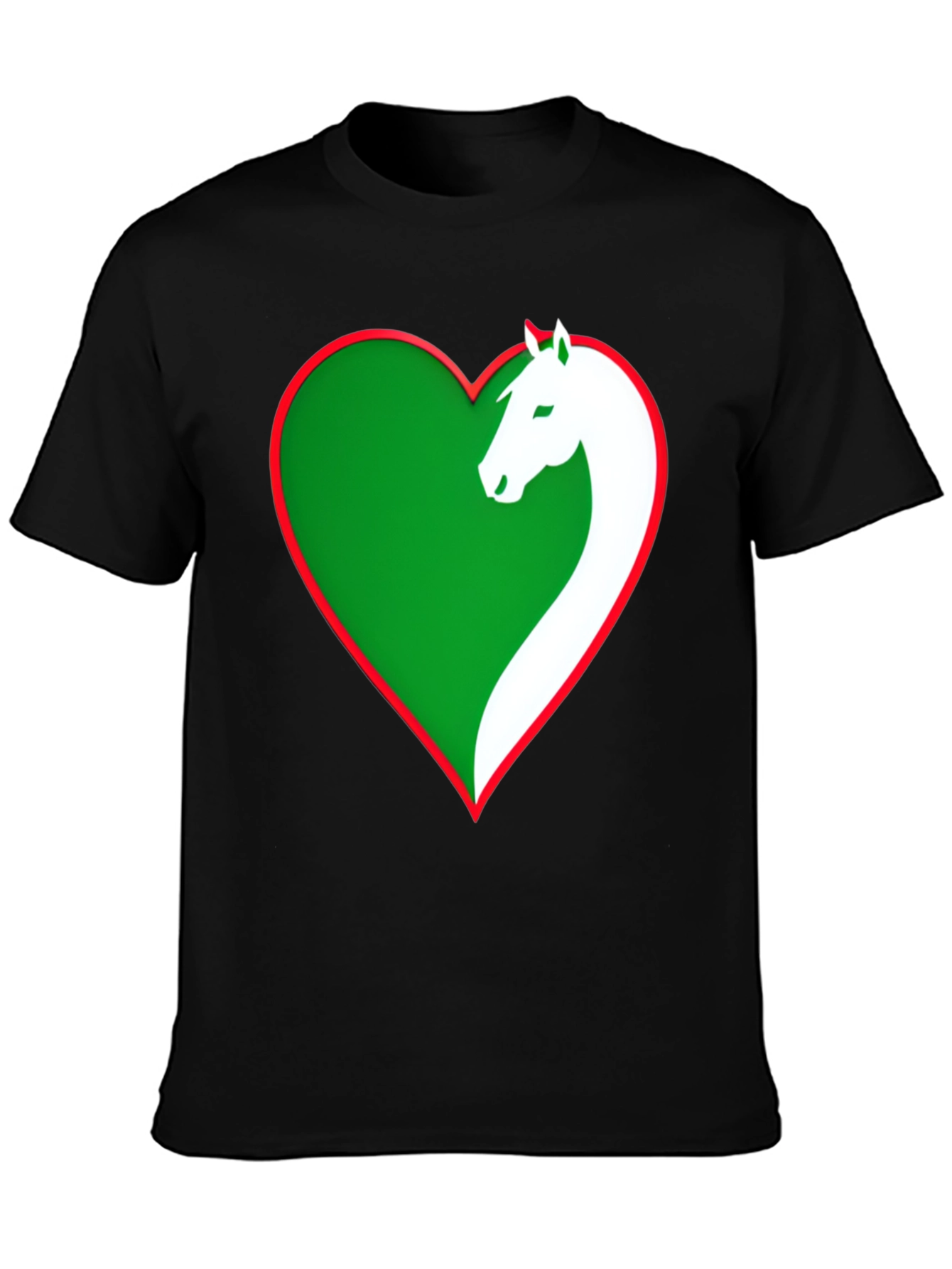 Horse Lover Tee: Green Heart Horse Design