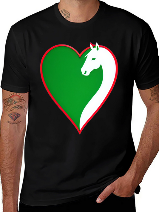 Horse Lover Tee: Green Heart Horse Design