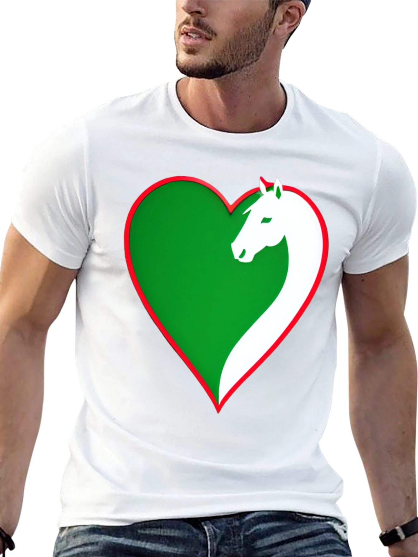Horse Lover Tee: Green Heart Horse Design