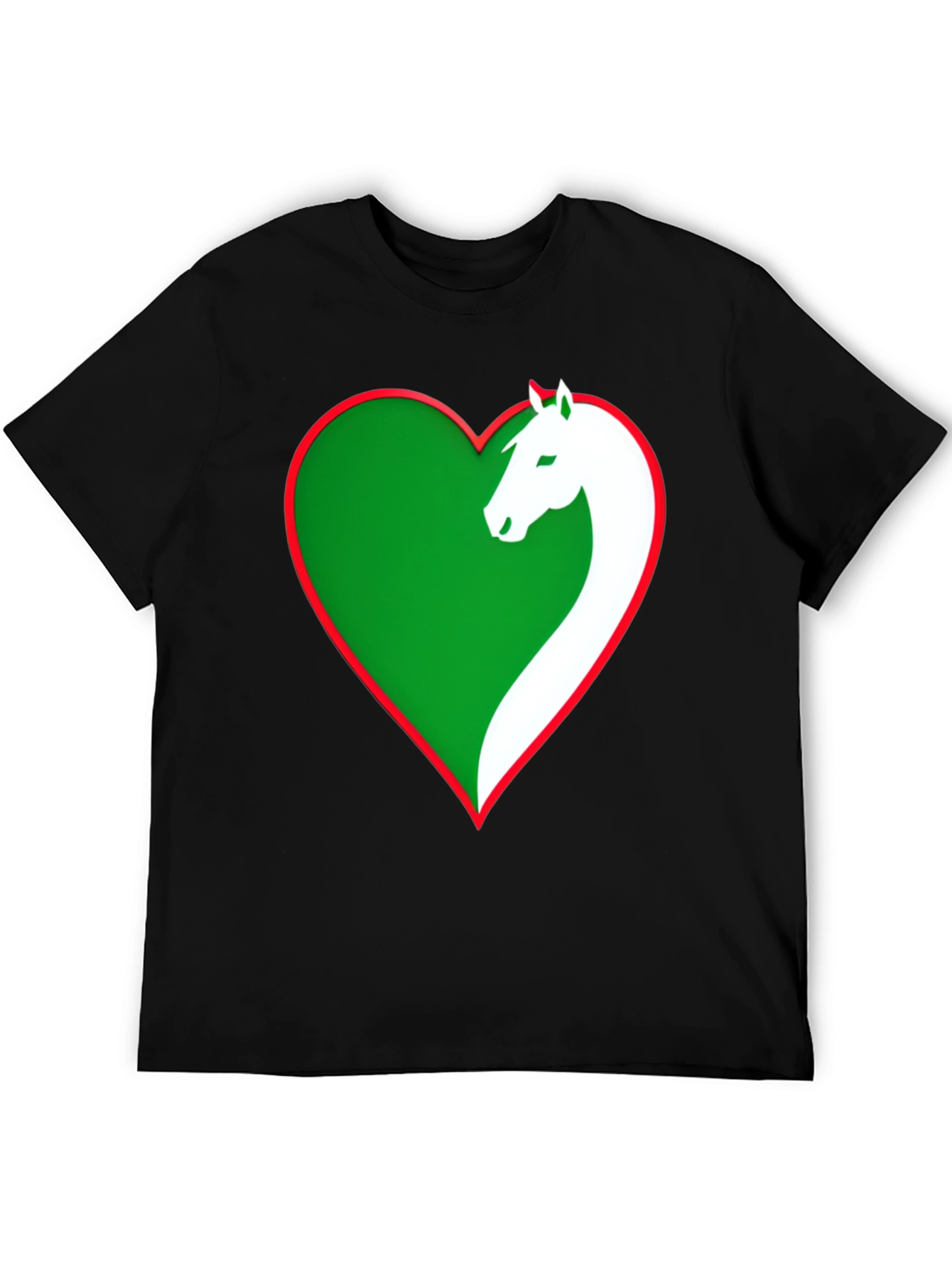 Horse Lover Tee: Green Heart Horse Design