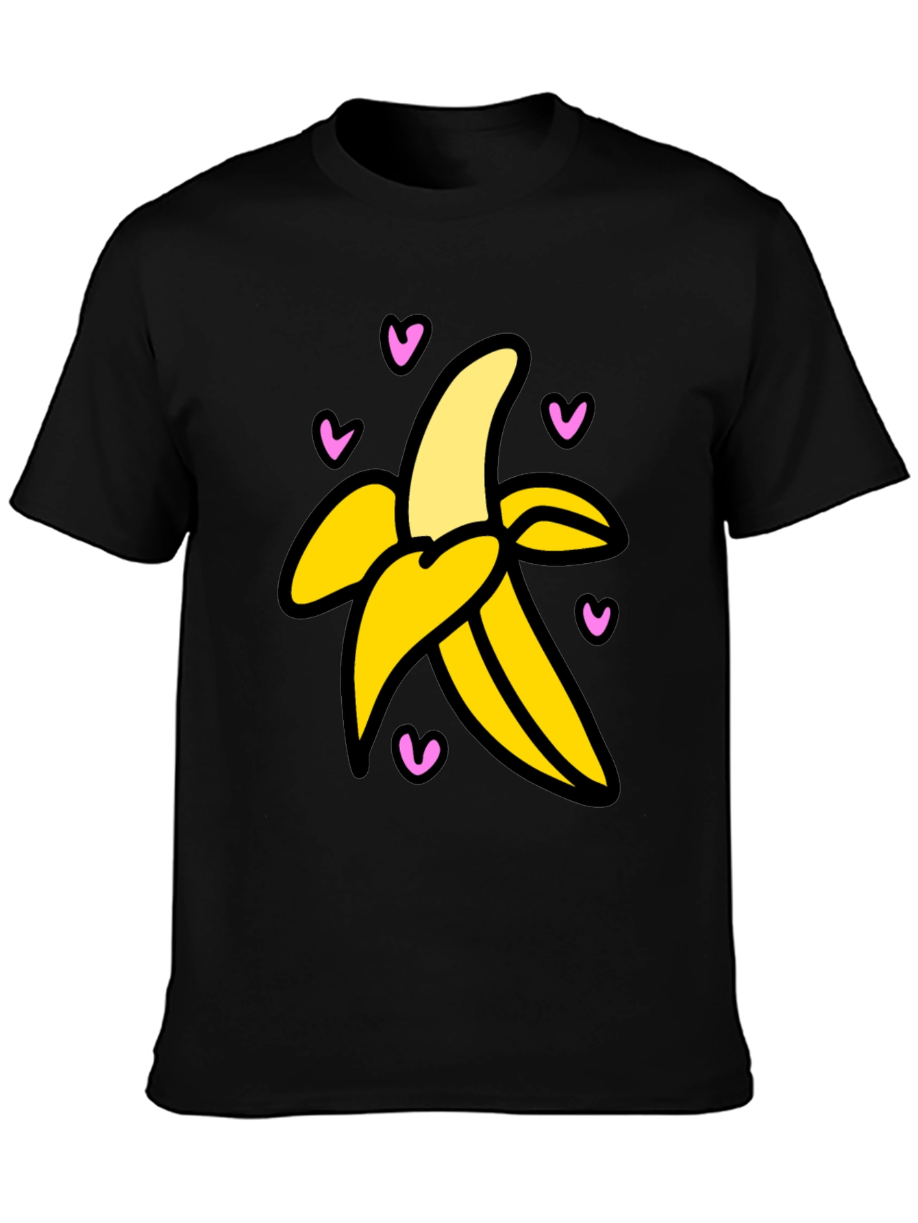 Banana Love Graphic Tee - Black Cotton T-Shirt